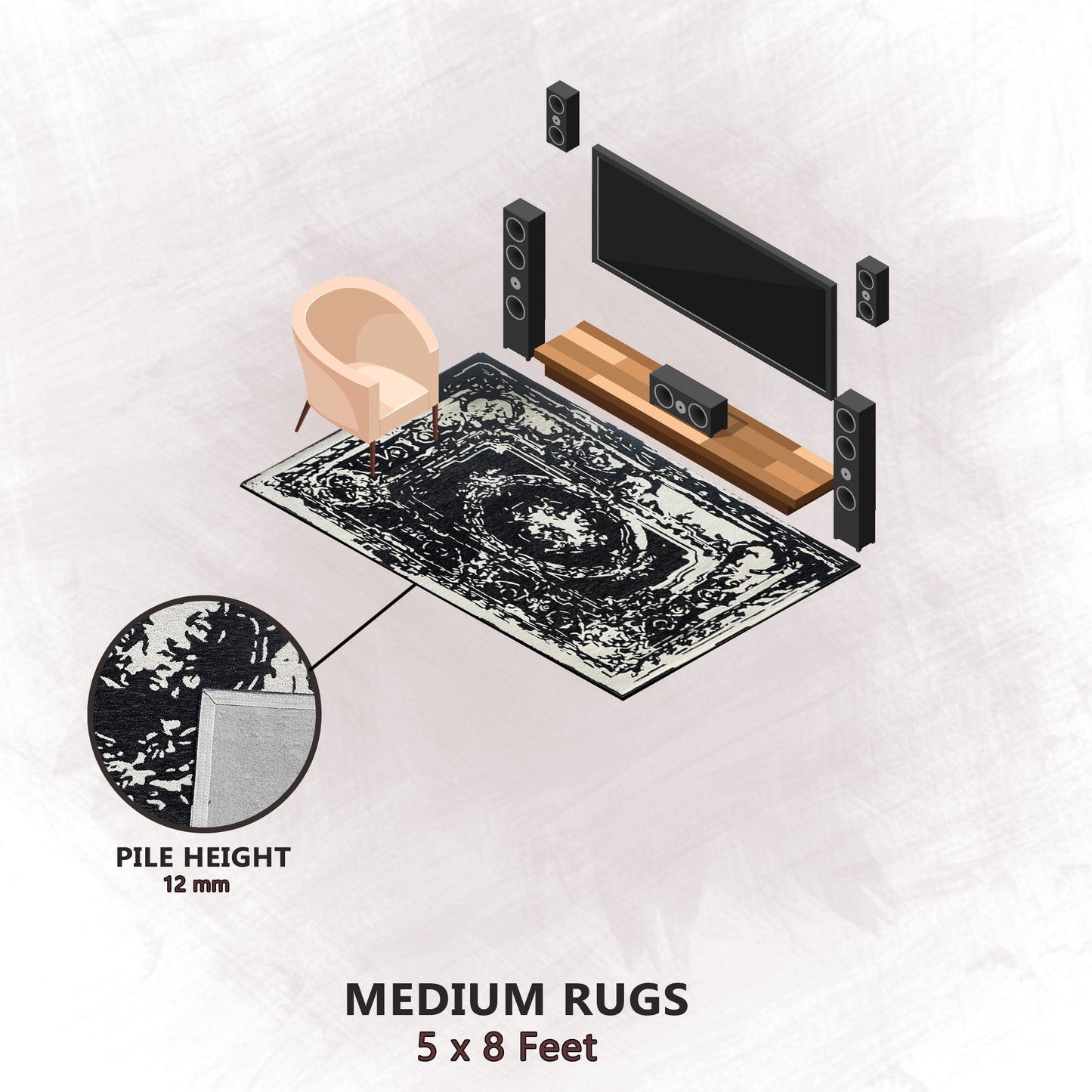Premium Hand-Tufted Rug Made of 100% Wool - Giovanni - 5x8 Feet