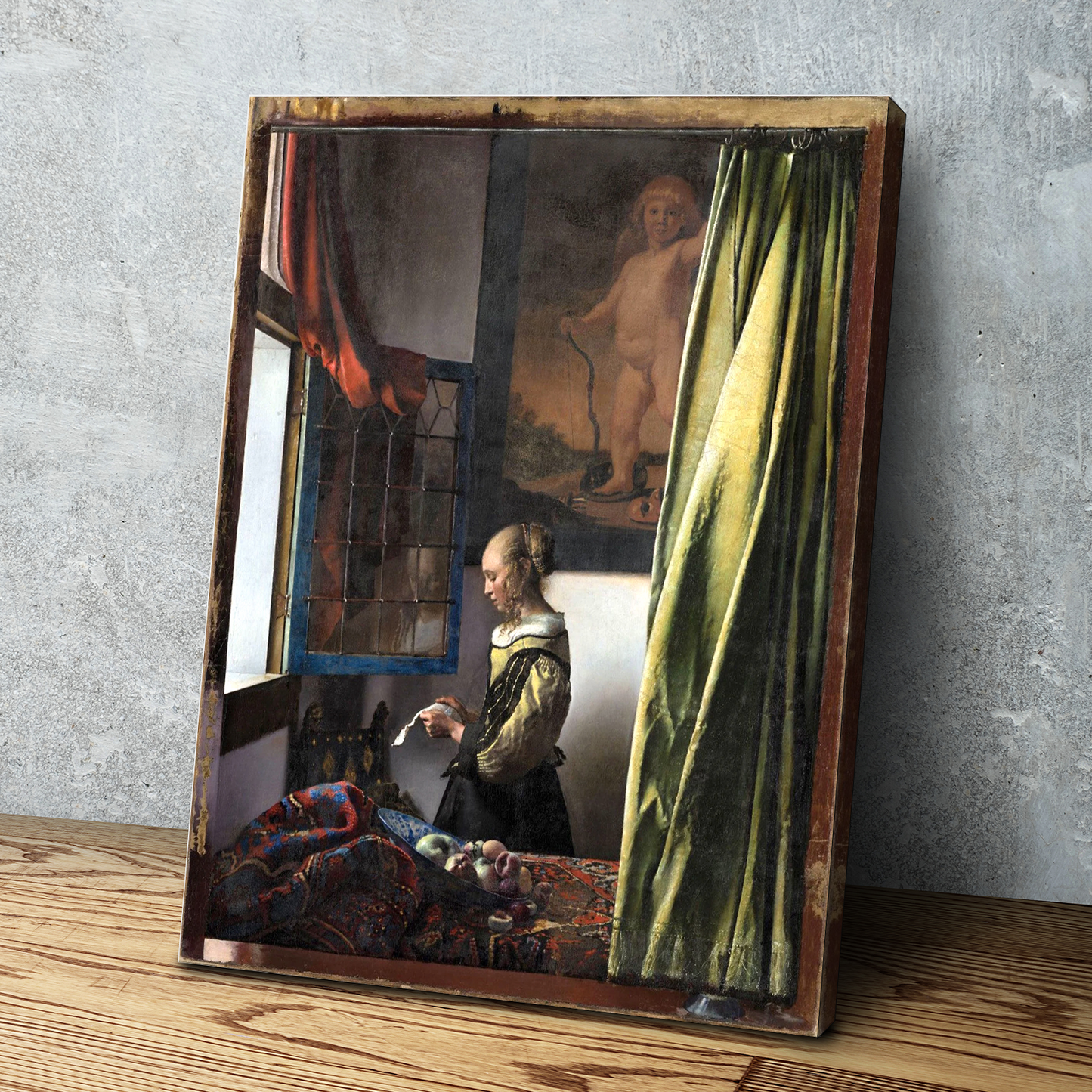 Girl Reading a Letter at an Open Window by Johannes Vermeer, Canvas Wall Art Painting Reproduction Ready to Hang