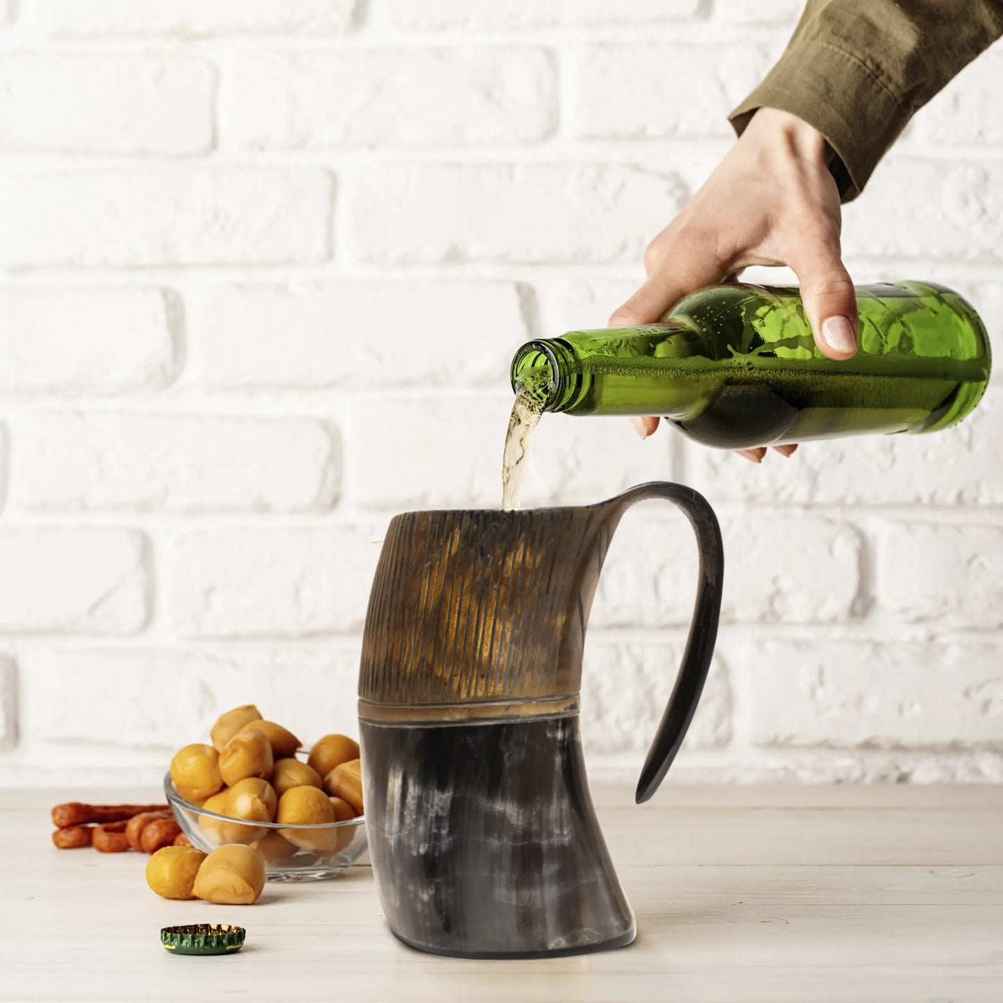 Horn Whiskey Mugs - Holds Upto 6.5 oz, Striped