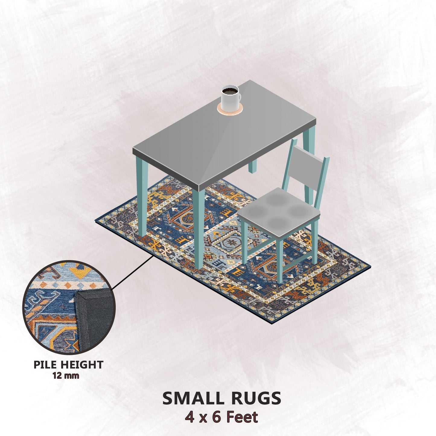 Premium Hand-Tufted Rug Made of 100% Wool - Inca Fable - 4x6 Feet