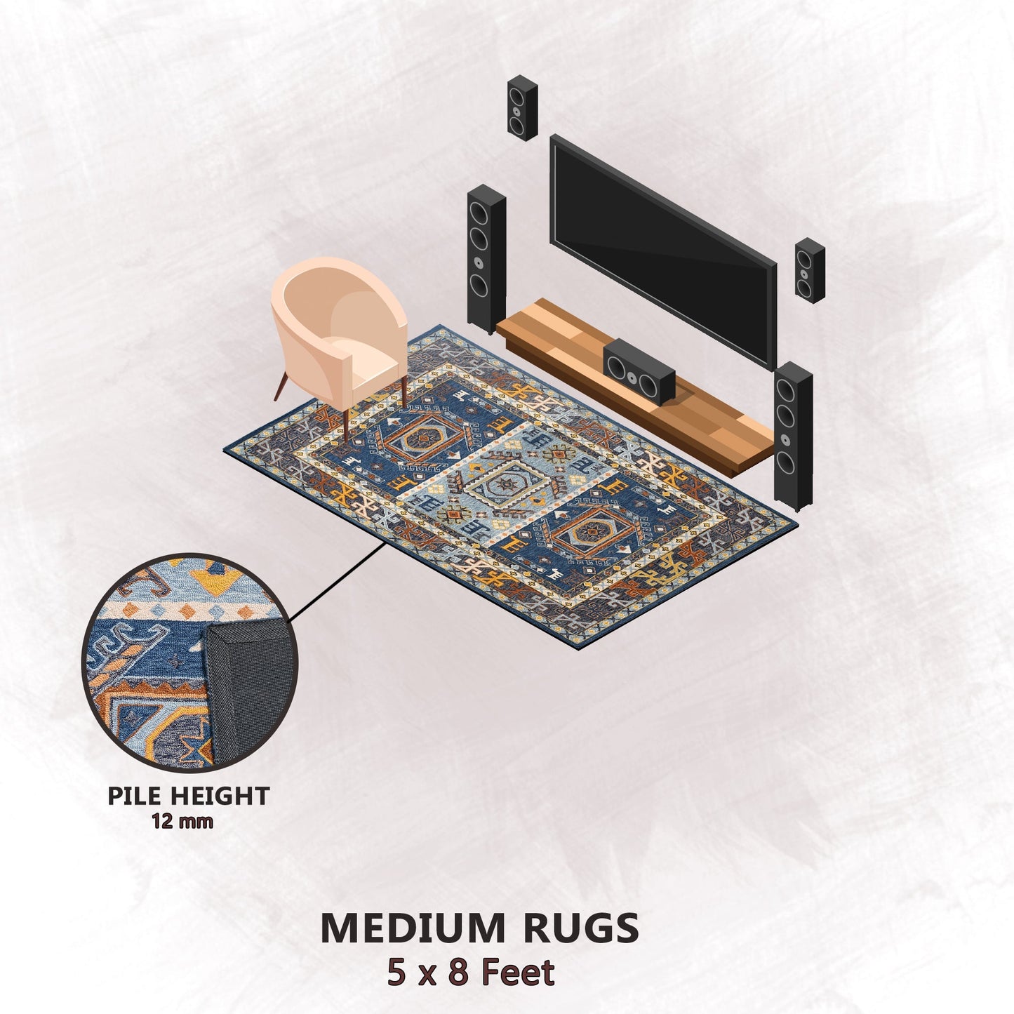 Premium Hand-Tufted Rug Made of 100% Wool - Inca Fable - 5x8 Feet