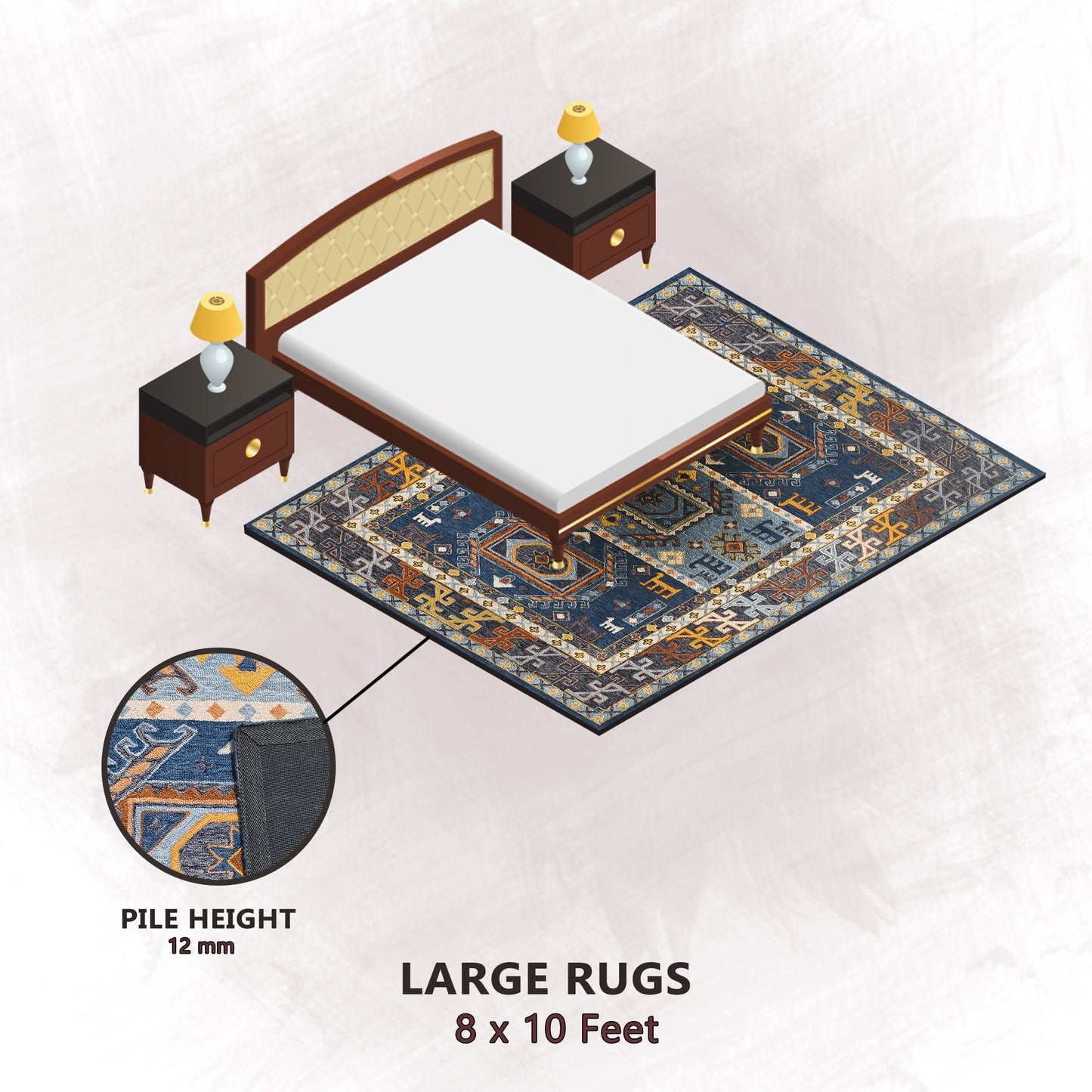 Premium Hand-Tufted Rug Made of 100% Wool - Inca Fable - 8x10 Feet