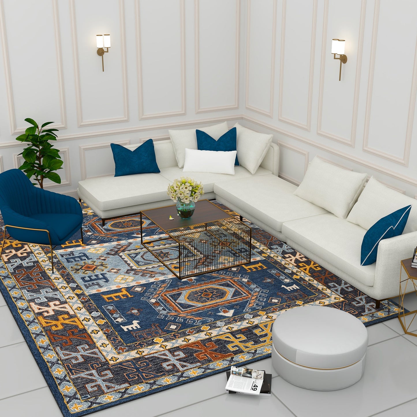 Premium Hand-Tufted Rug Made of 100% Wool - Inca Fable - 9x12 Feet