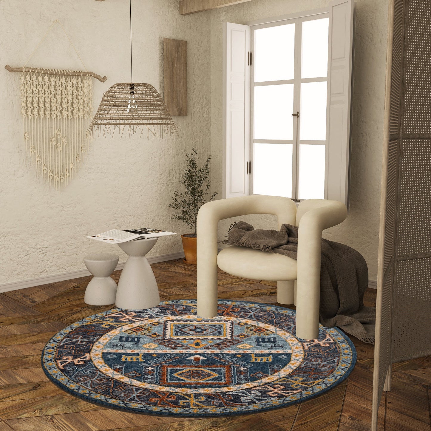 Premium Hand-Tufted Rug Made of 100% Wool - Inca Fable - 5x5 Feet
