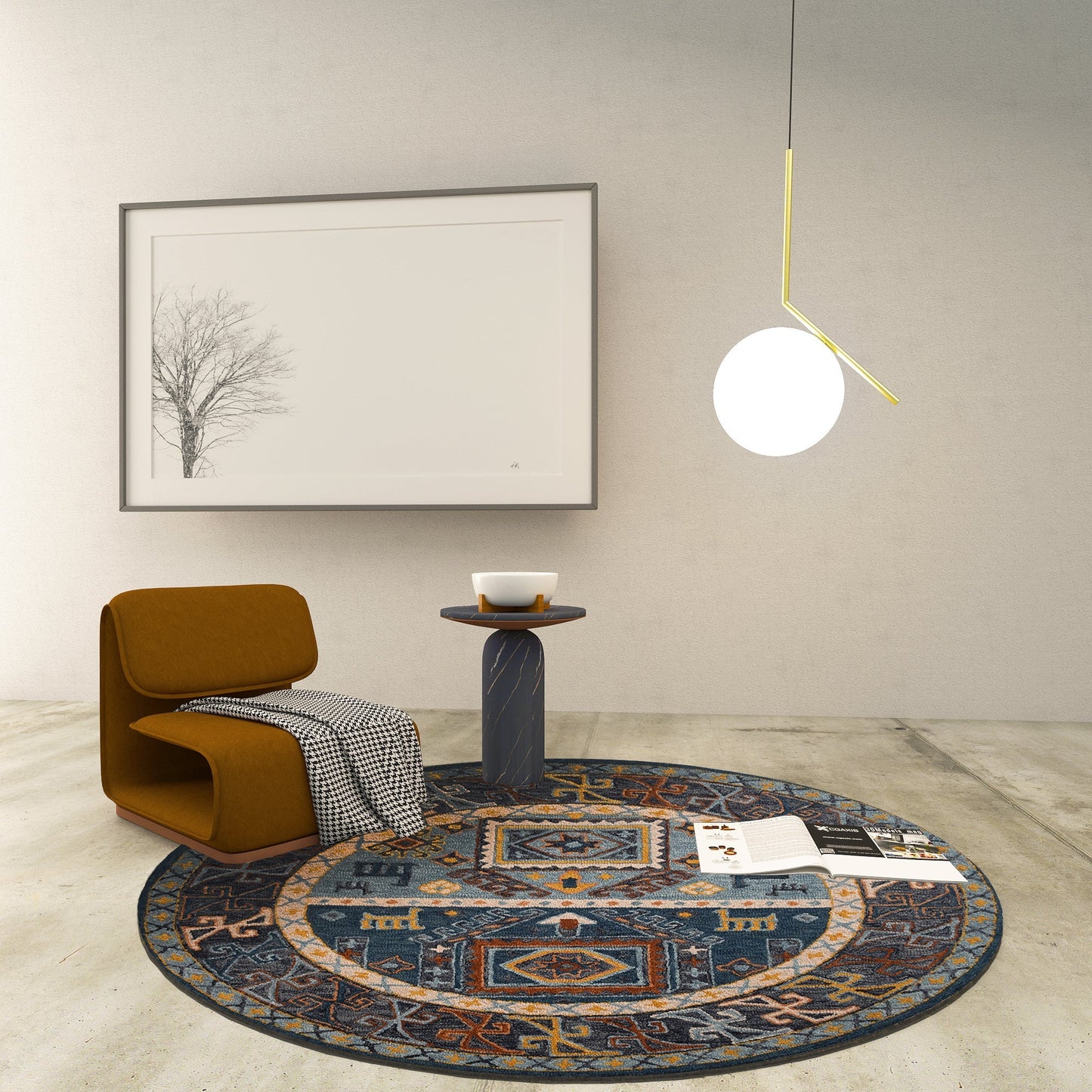 Premium Hand-Tufted Rug Made of 100% Wool - Inca Fable - 5x5 Feet