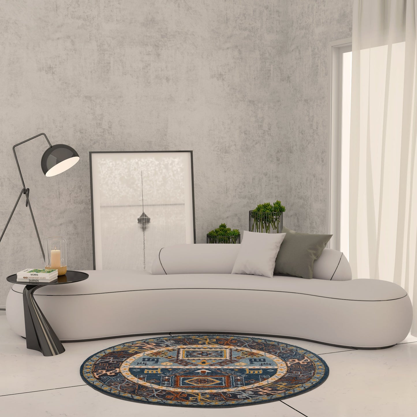 Premium Hand-Tufted Rug Made of 100% Wool - Inca Fable - 5x5 Feet