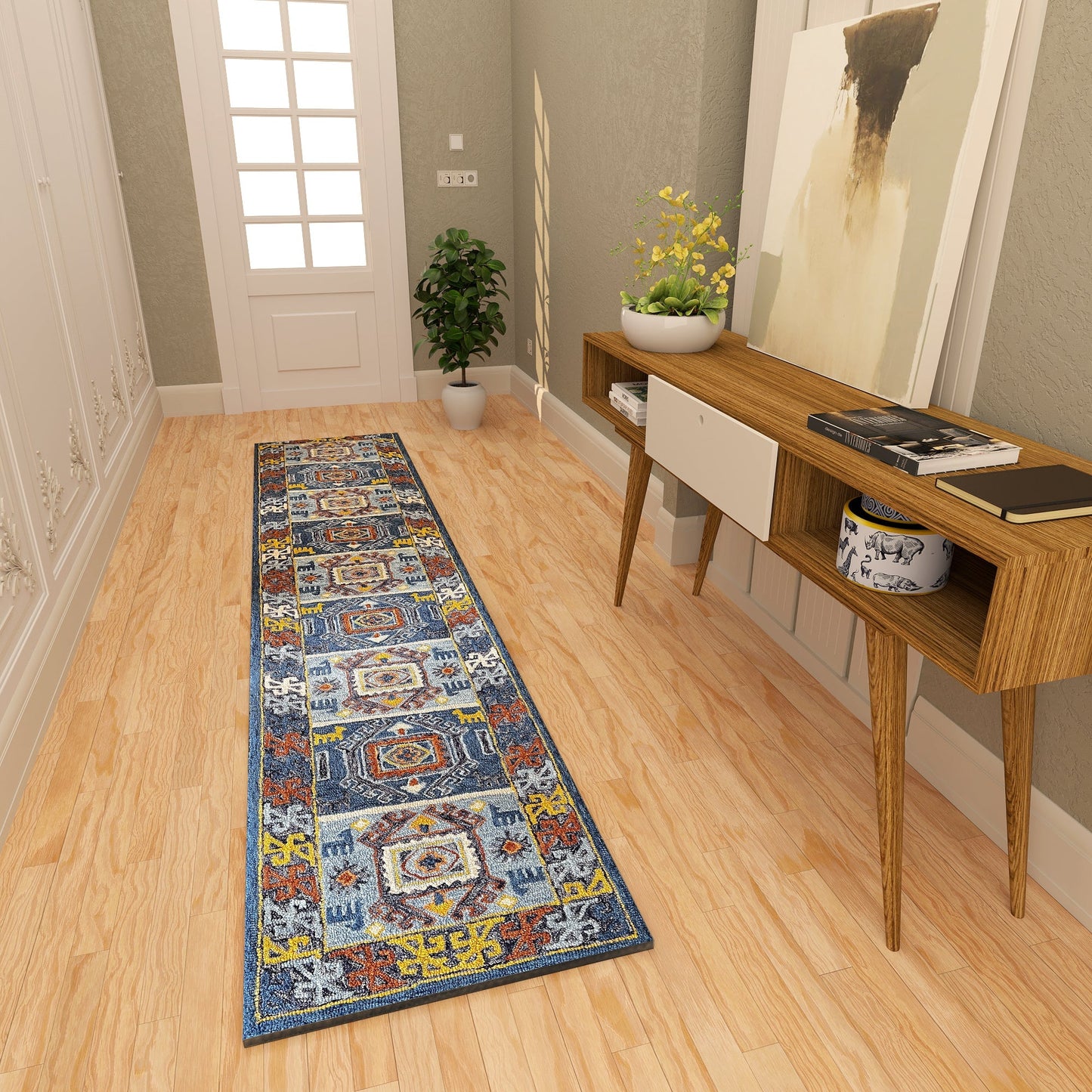 Premium Hand-Tufted Rug Made of 100% Wool - Inca Fable - 2x8 Feet