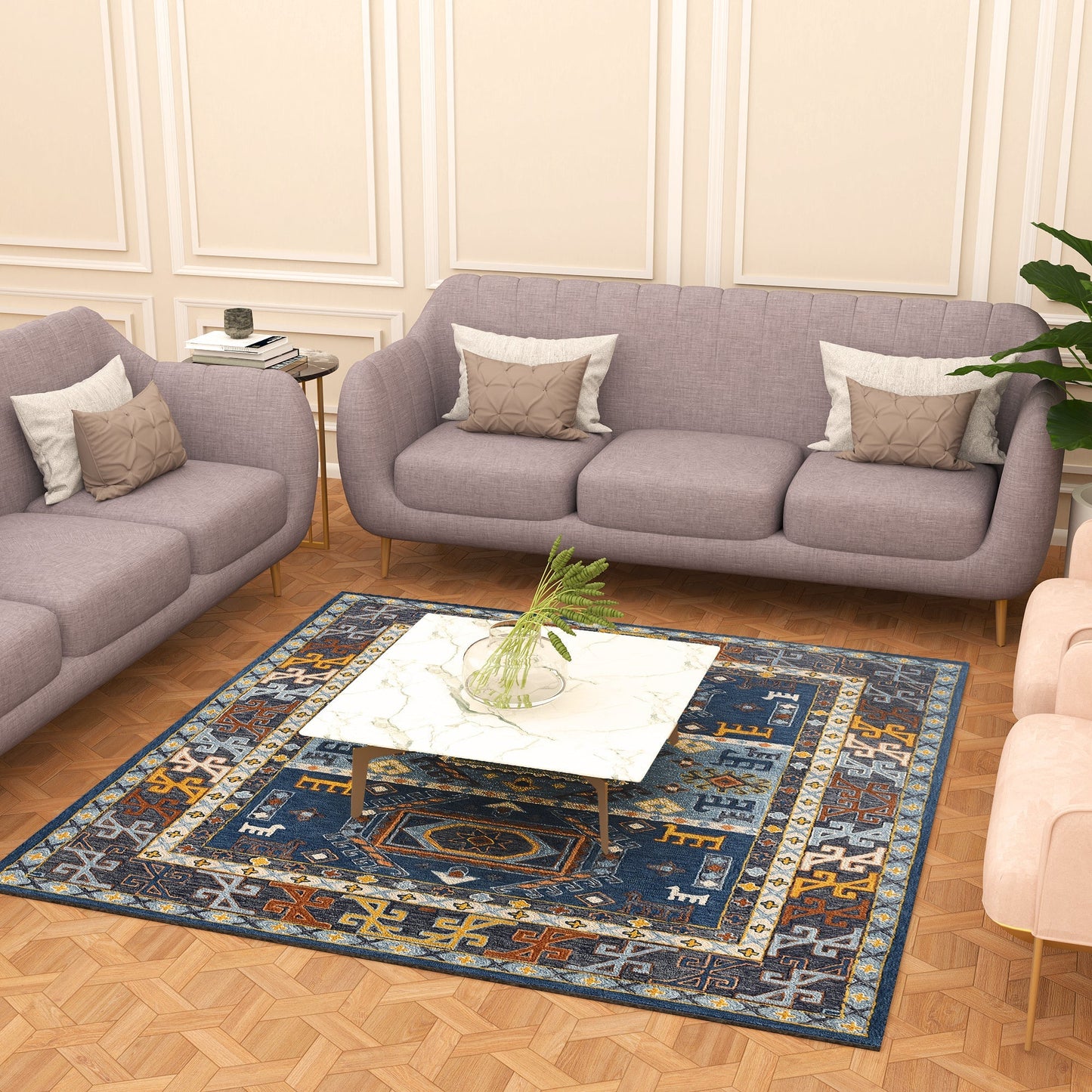 Premium Hand-Tufted Rug Made of 100% Wool - Inca Fable - 6x6 Feet