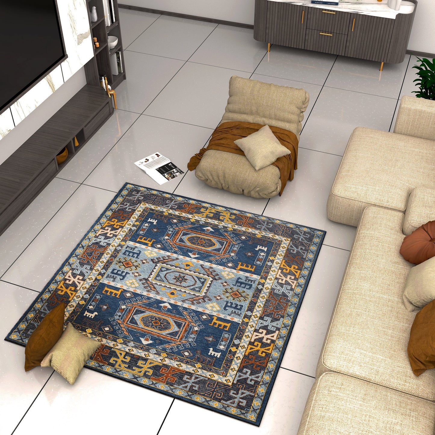 Premium Hand-Tufted Rug Made of 100% Wool - Inca Fable - 6x6 Feet