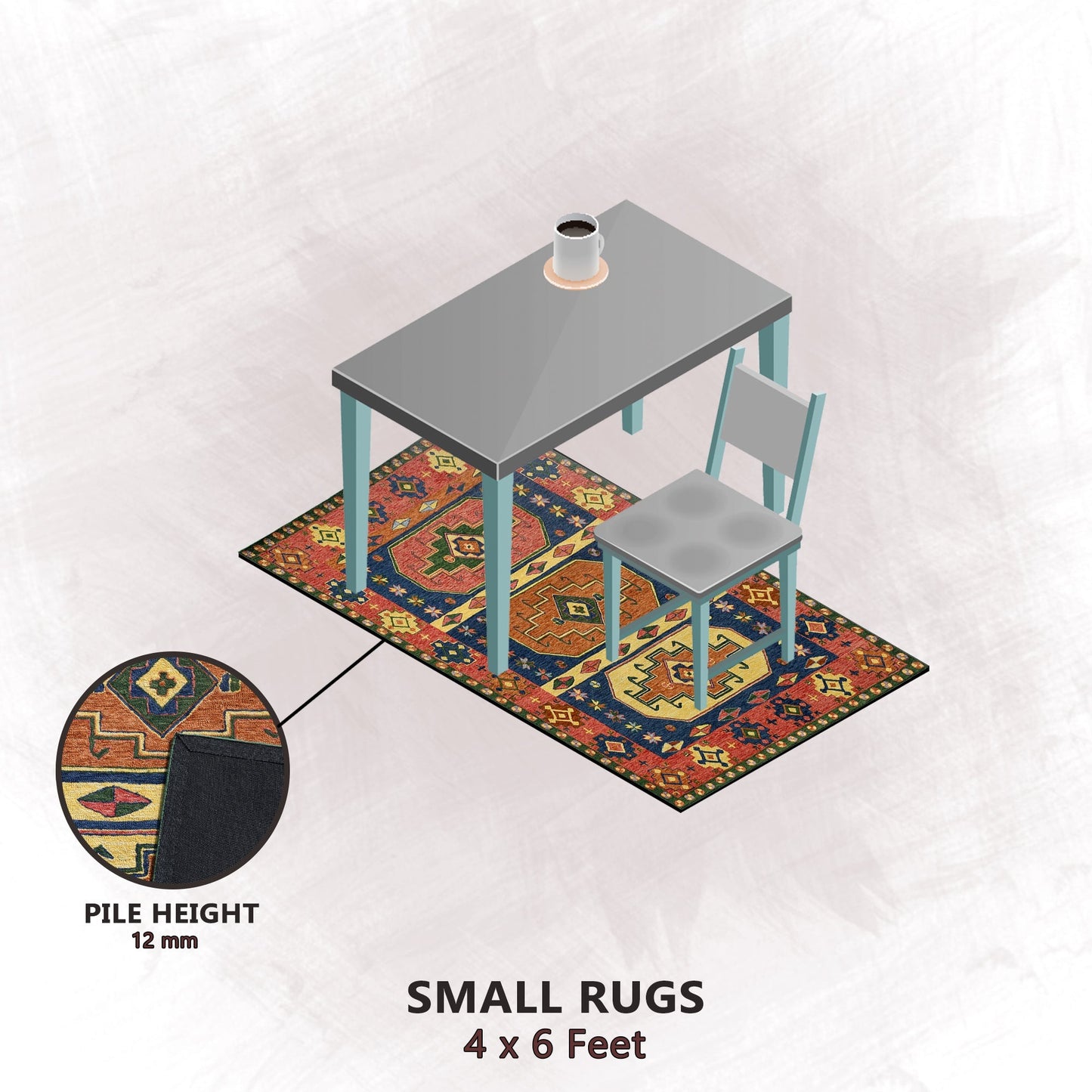 Premium Hand-Tufted Rug Made of 100% Wool - Inca Myth - 4x6 Feet