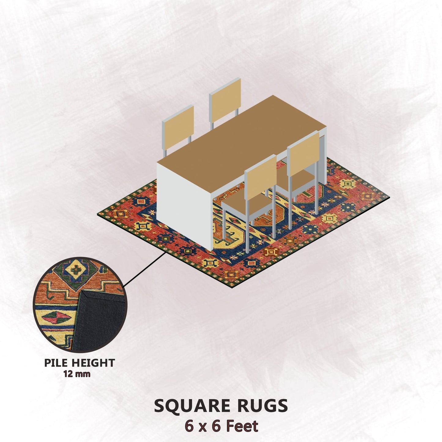 Premium Hand-Tufted Rug Made of 100% Wool - Inca Myth - 6x6 Feet