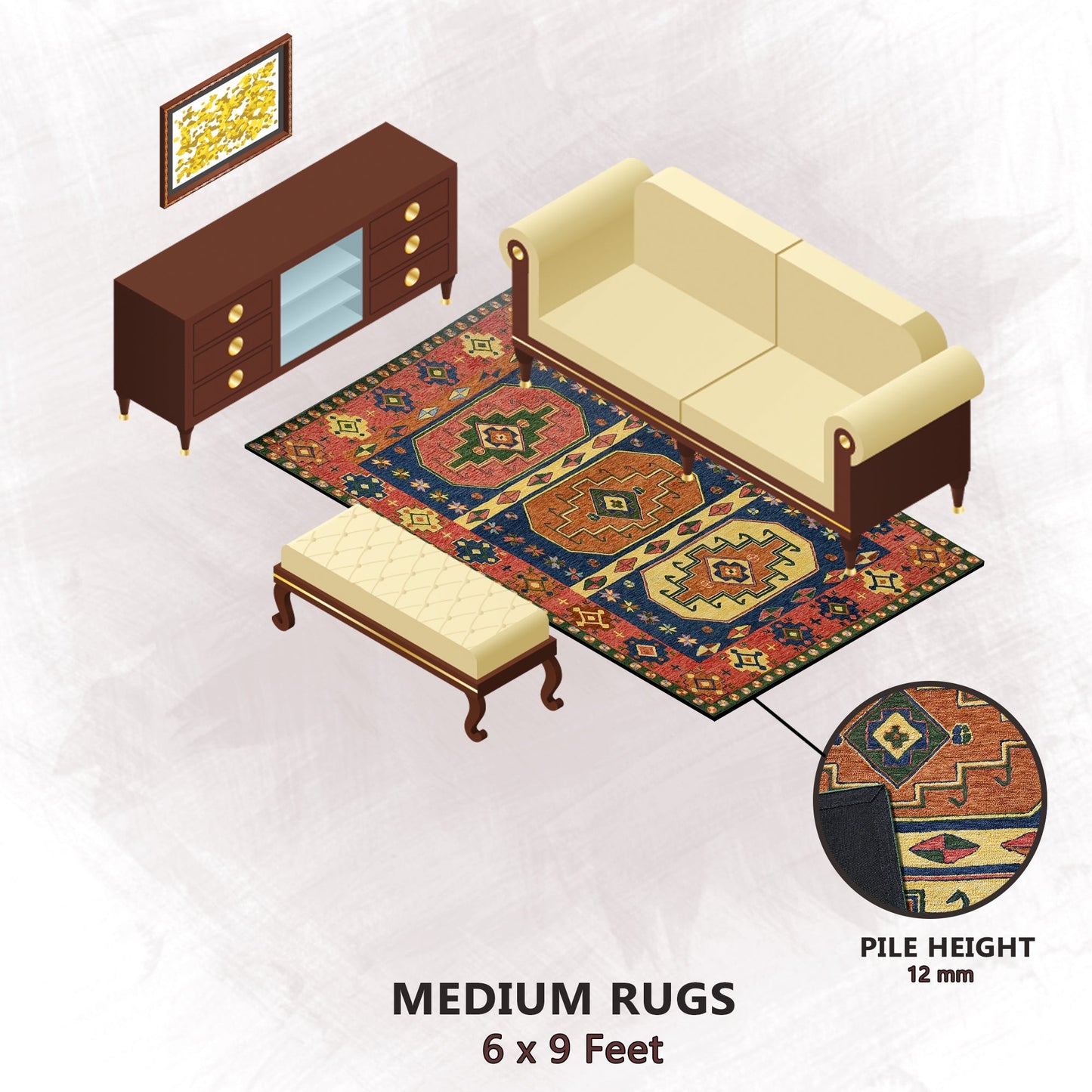 Premium Hand-Tufted Rug Made of 100% Wool - Inca Myth - 6x9 Feet