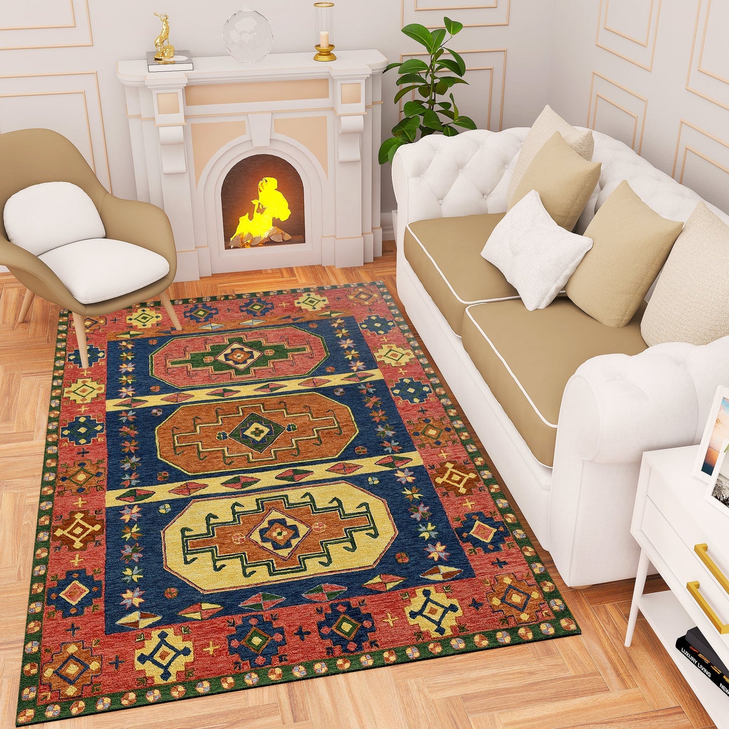 Premium Hand-Tufted Rug Made of 100% Wool - Inca Myth - 4x6 Feet