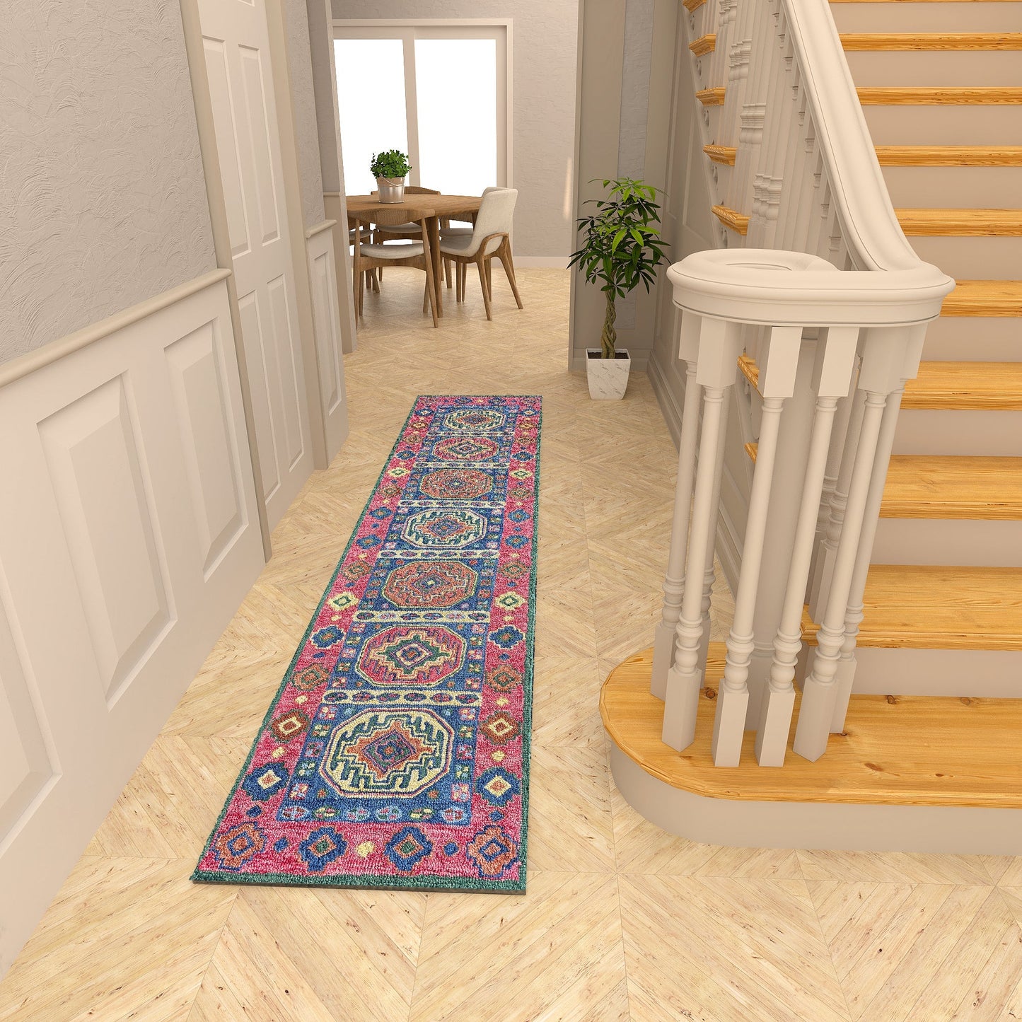 Premium Hand-Tufted Rug Made of 100% Wool - Inca Myth - 2x8 Feet