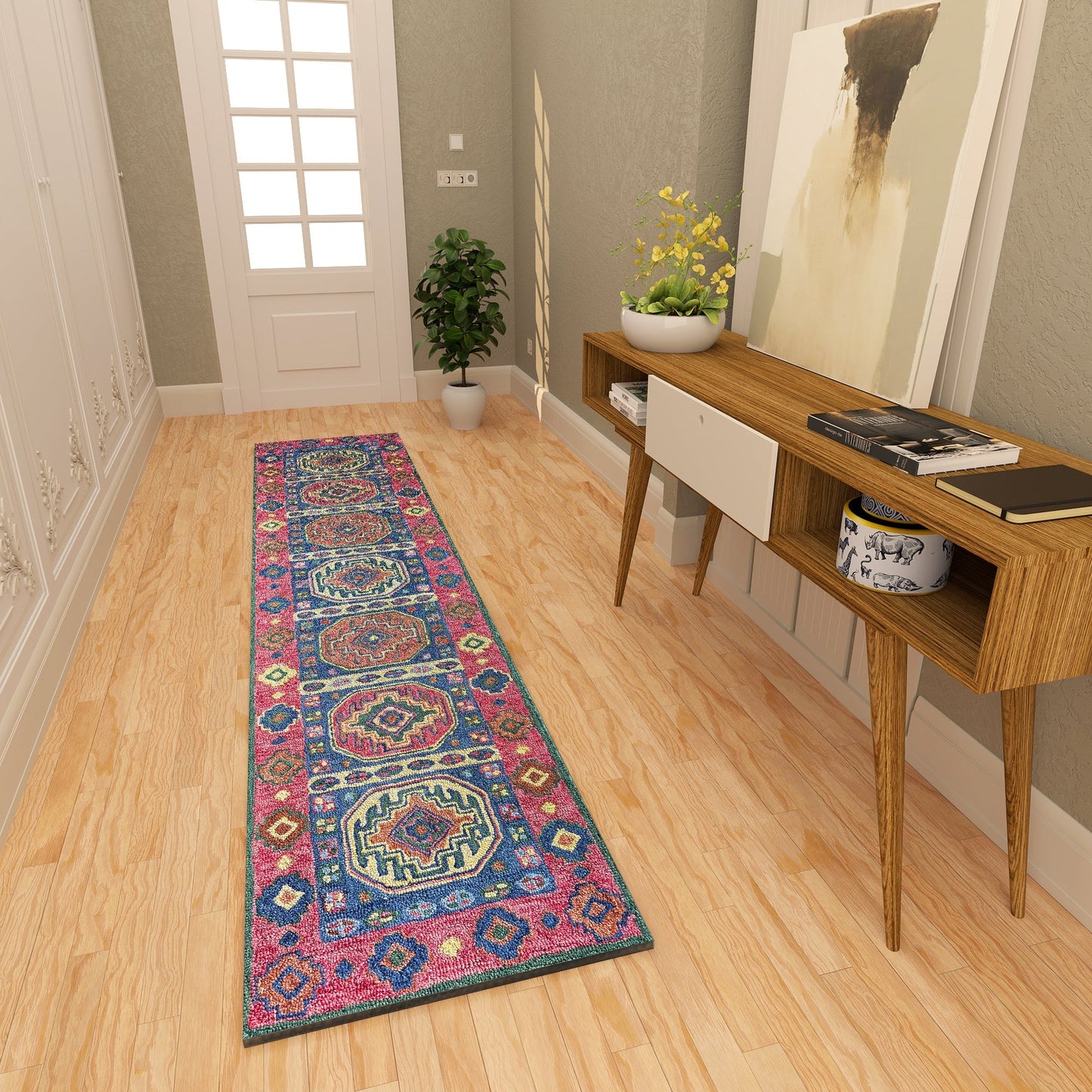 Premium Hand-Tufted Rug Made of 100% Wool - Inca Myth - 2x8 Feet
