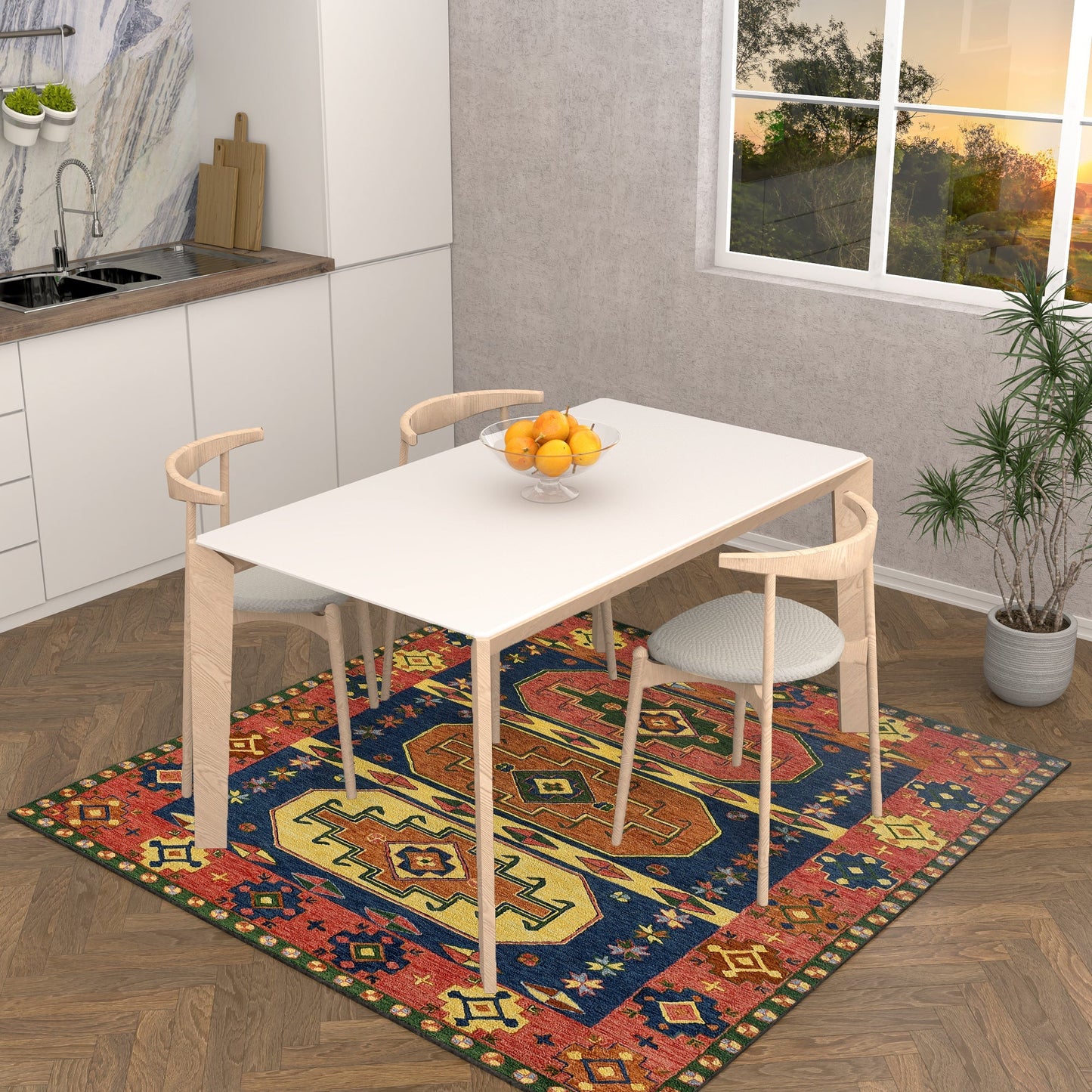 Premium Hand-Tufted Rug Made of 100% Wool - Inca Myth - 6x6 Feet