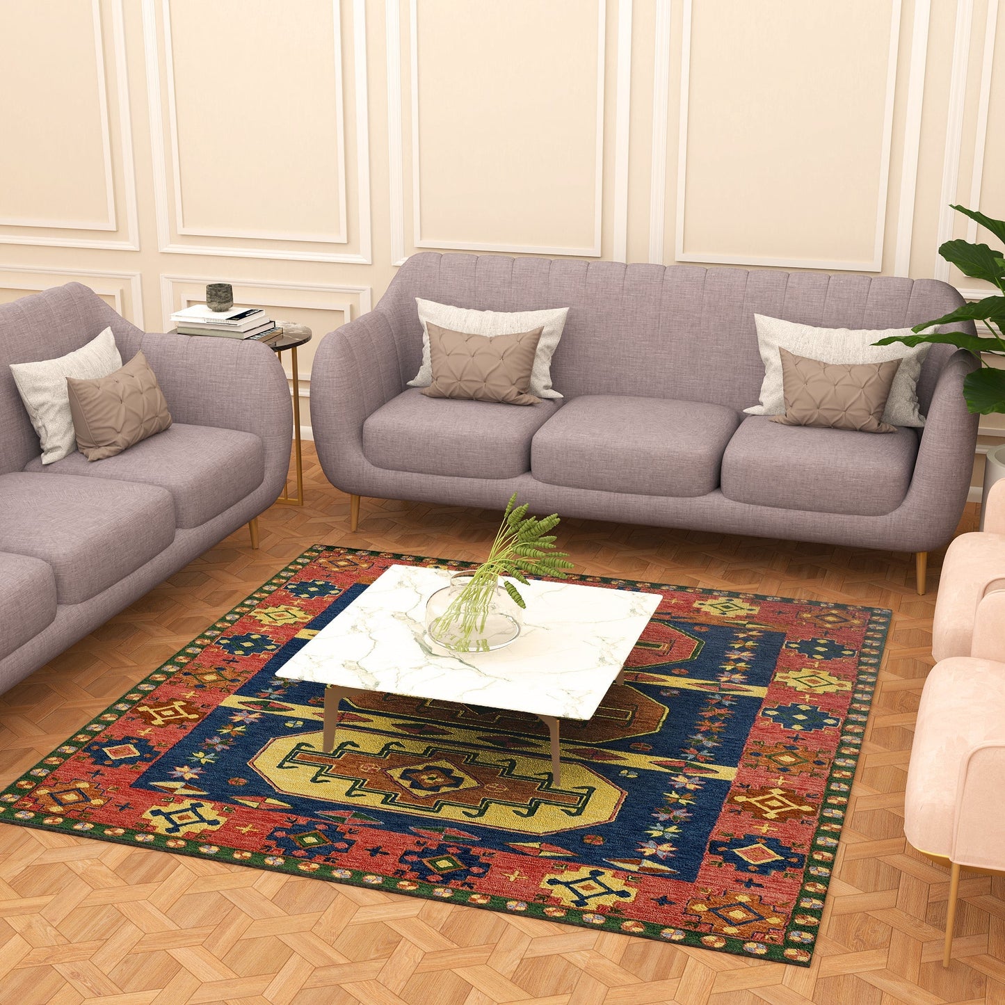 Premium Hand-Tufted Rug Made of 100% Wool - Inca Myth - 6x6 Feet