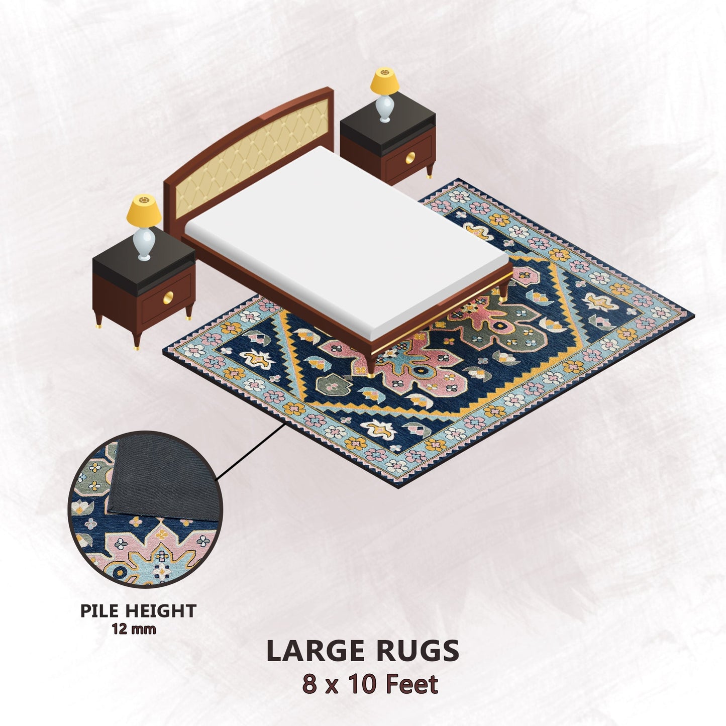Premium Hand-Tufted Rug Made of 100% Wool - Lotus Bloom - 8x10 Feet