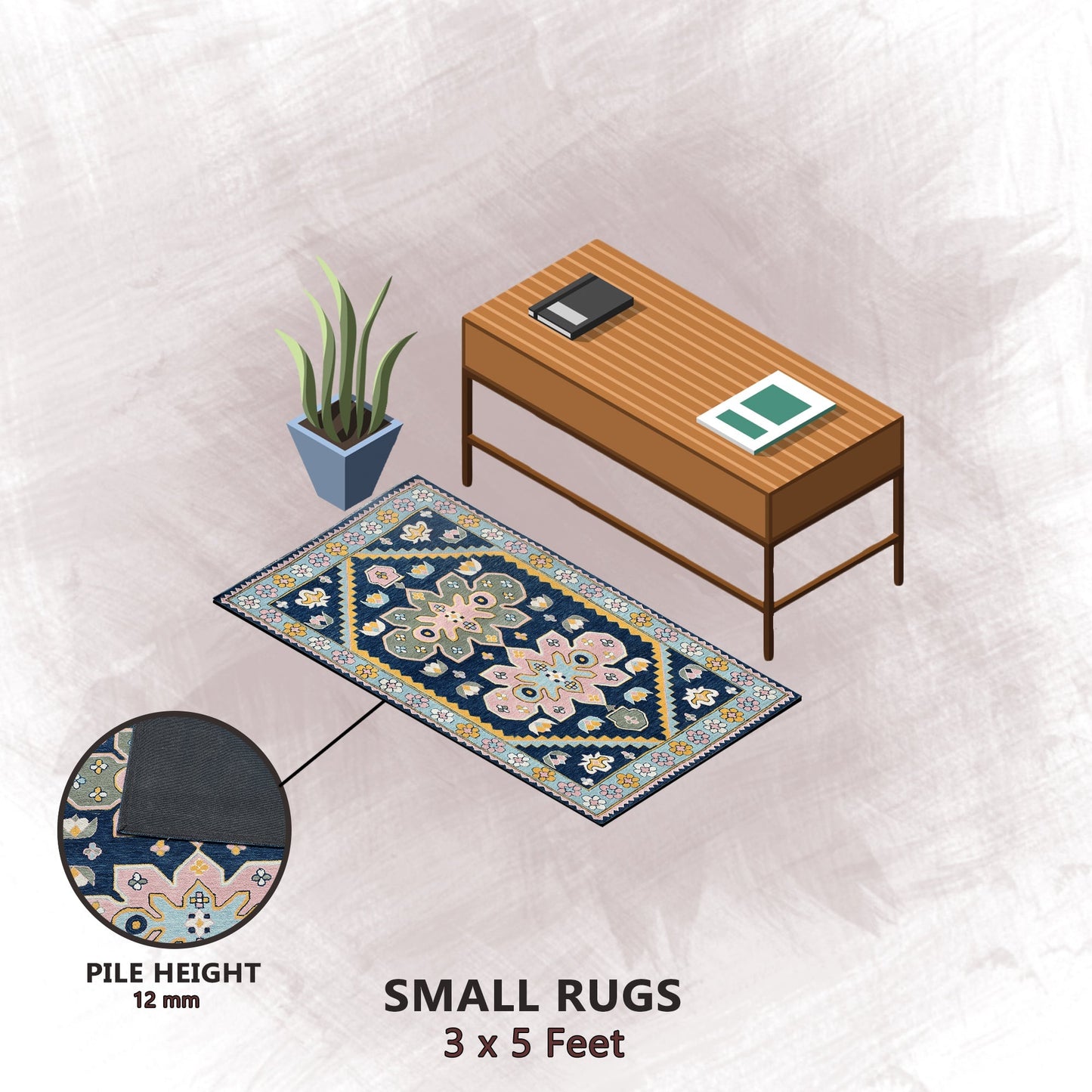 Premium Hand-Tufted Rug Made of 100% Wool - Lotus Bloom - 3x5 Feet