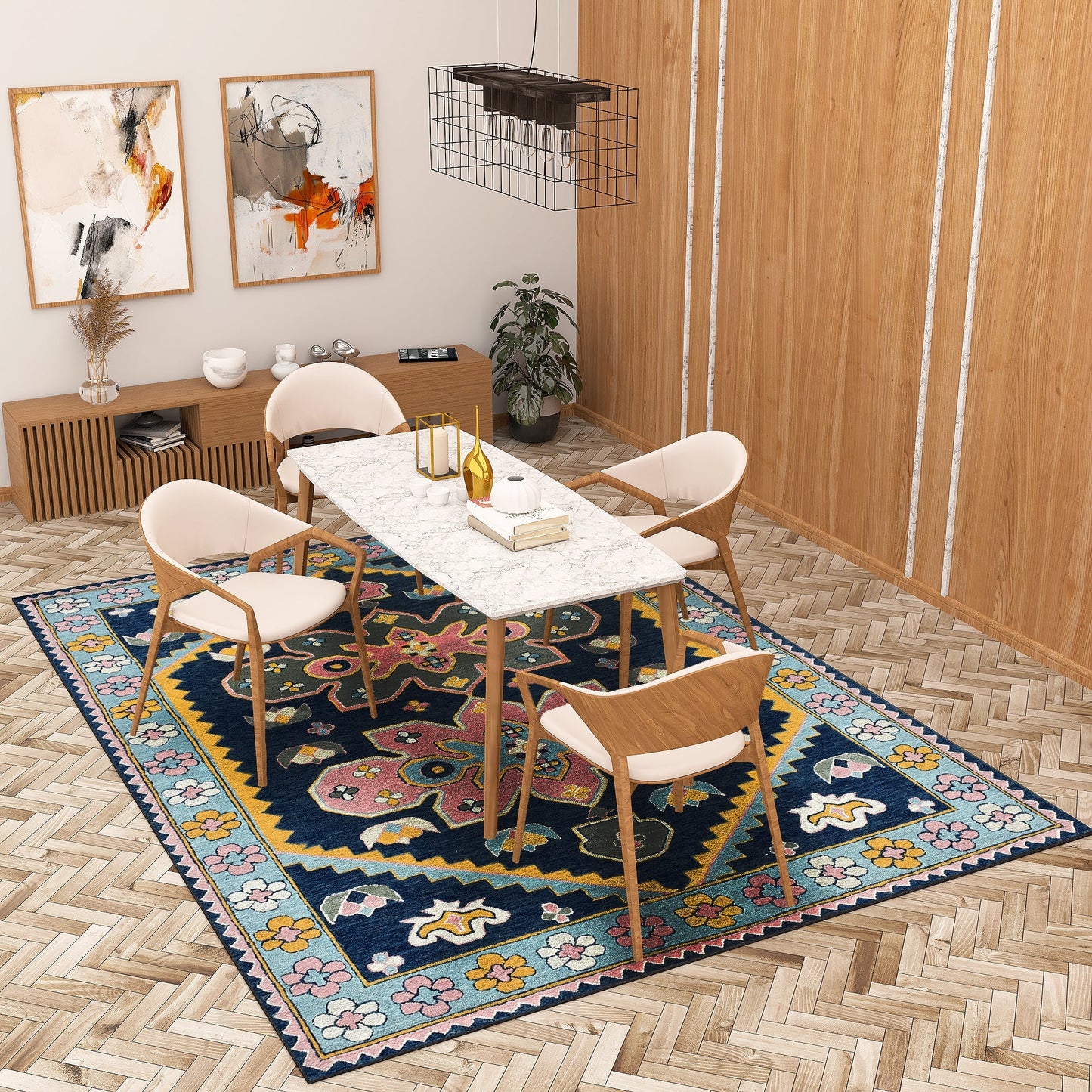Premium Hand-Tufted Rug Made of 100% Wool - Lotus Bloom - 8x10 Feet