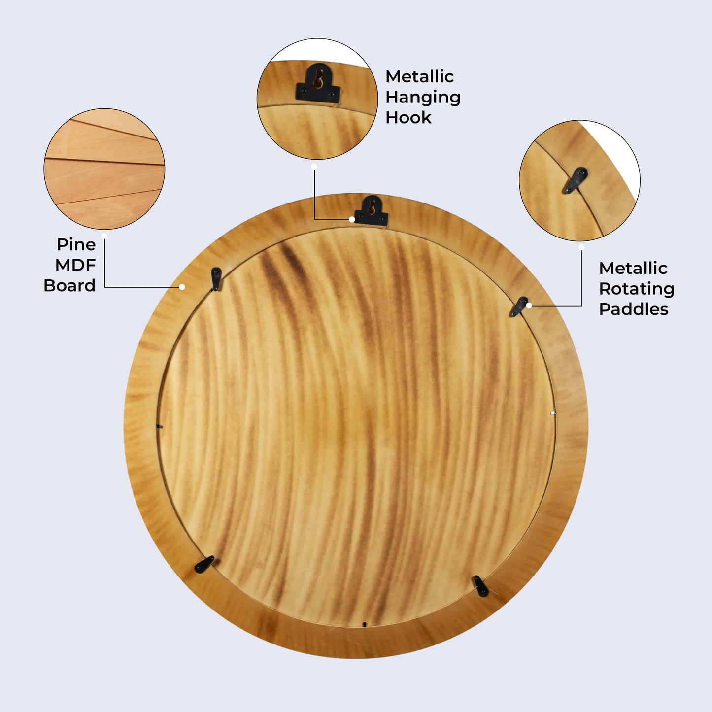 Bone Inlay Chaucer-Dame Round Wall Mirror, 28" Collection, White