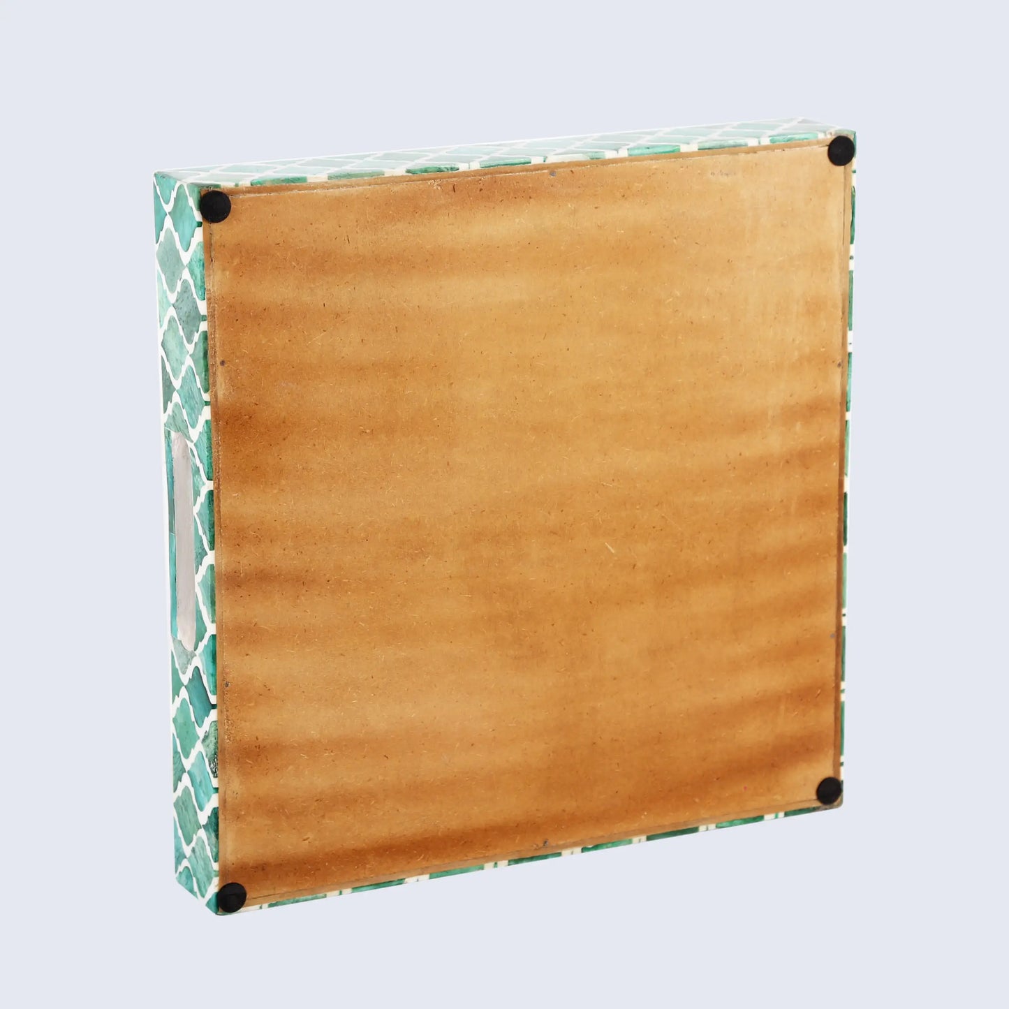 Decorative Tray Moroccan Pattern Bone & Resin Inlay Collection in 3 Sizes, Green & White