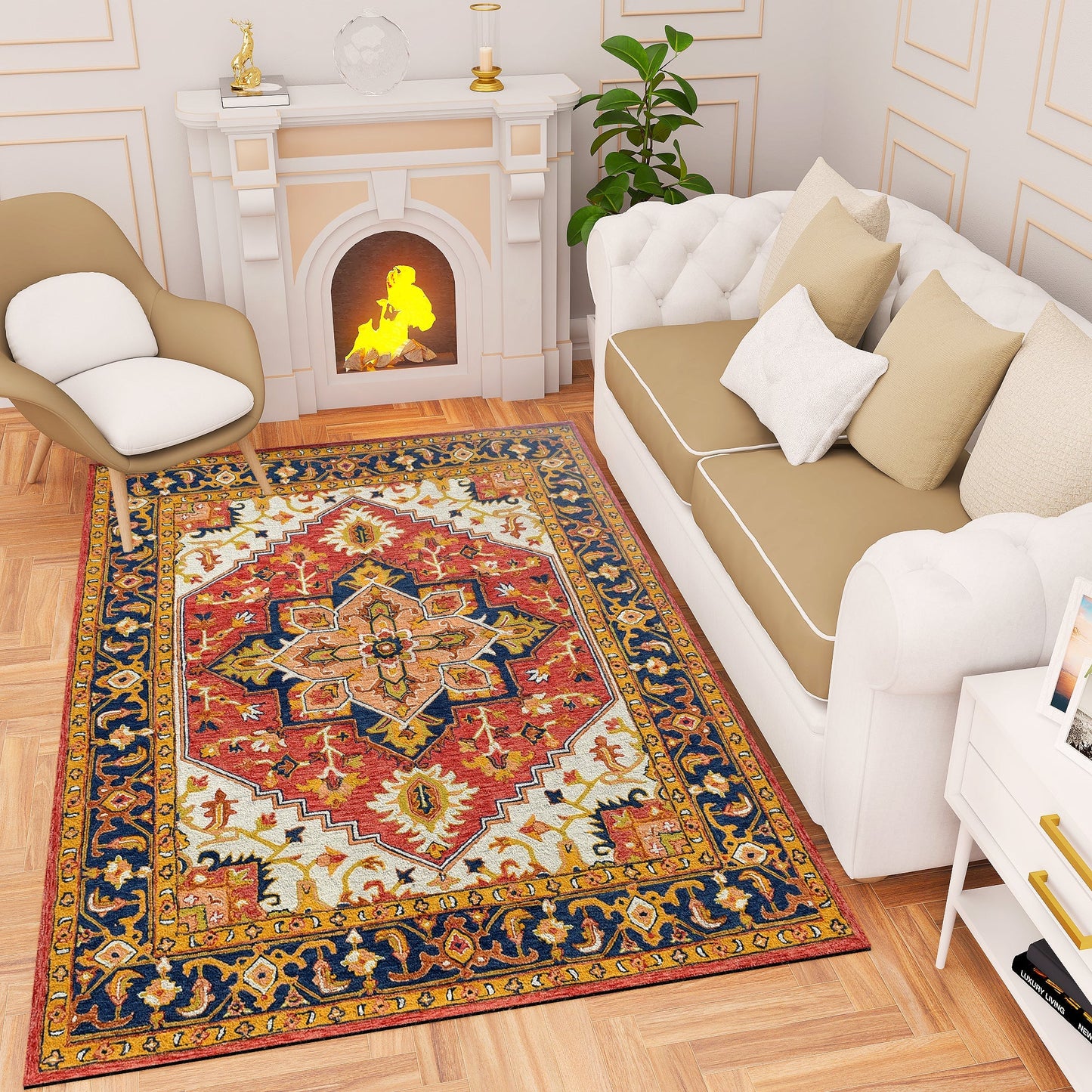 Premium Hand-Tufted Rug Made of 100% Wool - Maras Palace - 4x6 Feet
