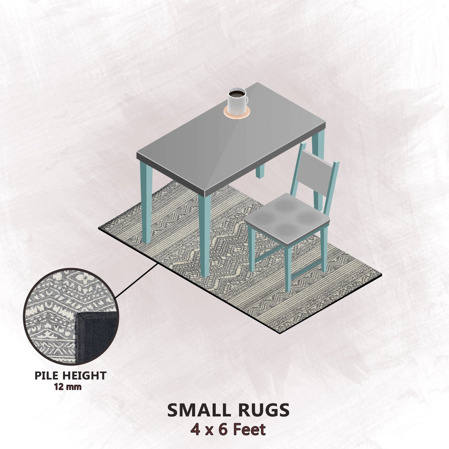 Premium Hand-Tufted Rug Made of 100% Wool - Midnight Mist - 4x6 Feet