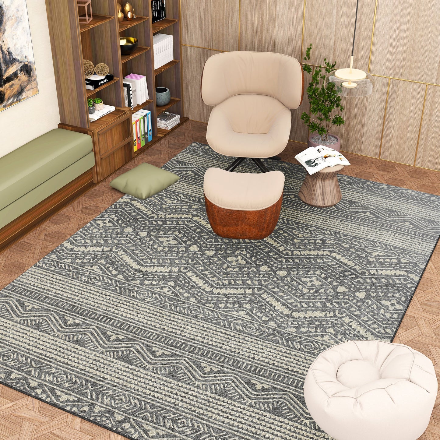 Premium Hand-Tufted Rug Made of 100% Wool - Midnight Mist - 9x12 Feet