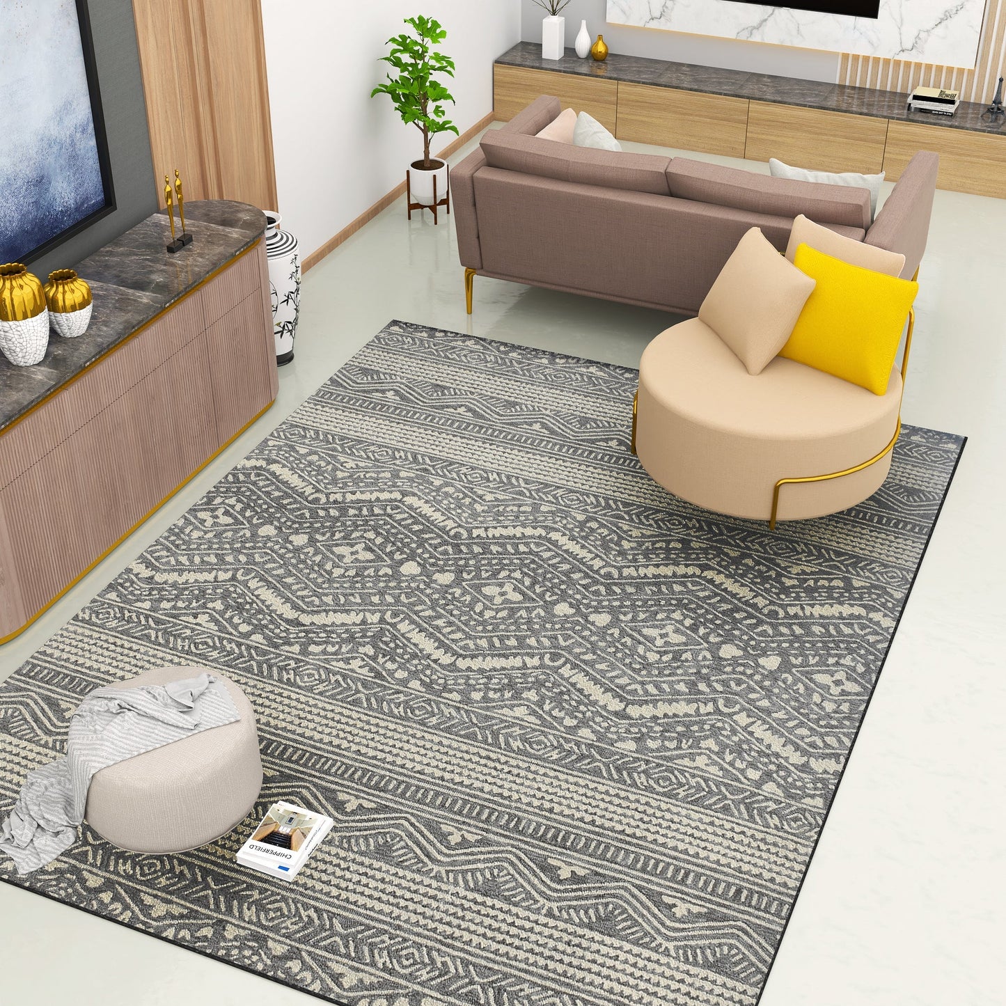 Premium Hand-Tufted Rug Made of 100% Wool - Midnight Mist - 9x12 Feet