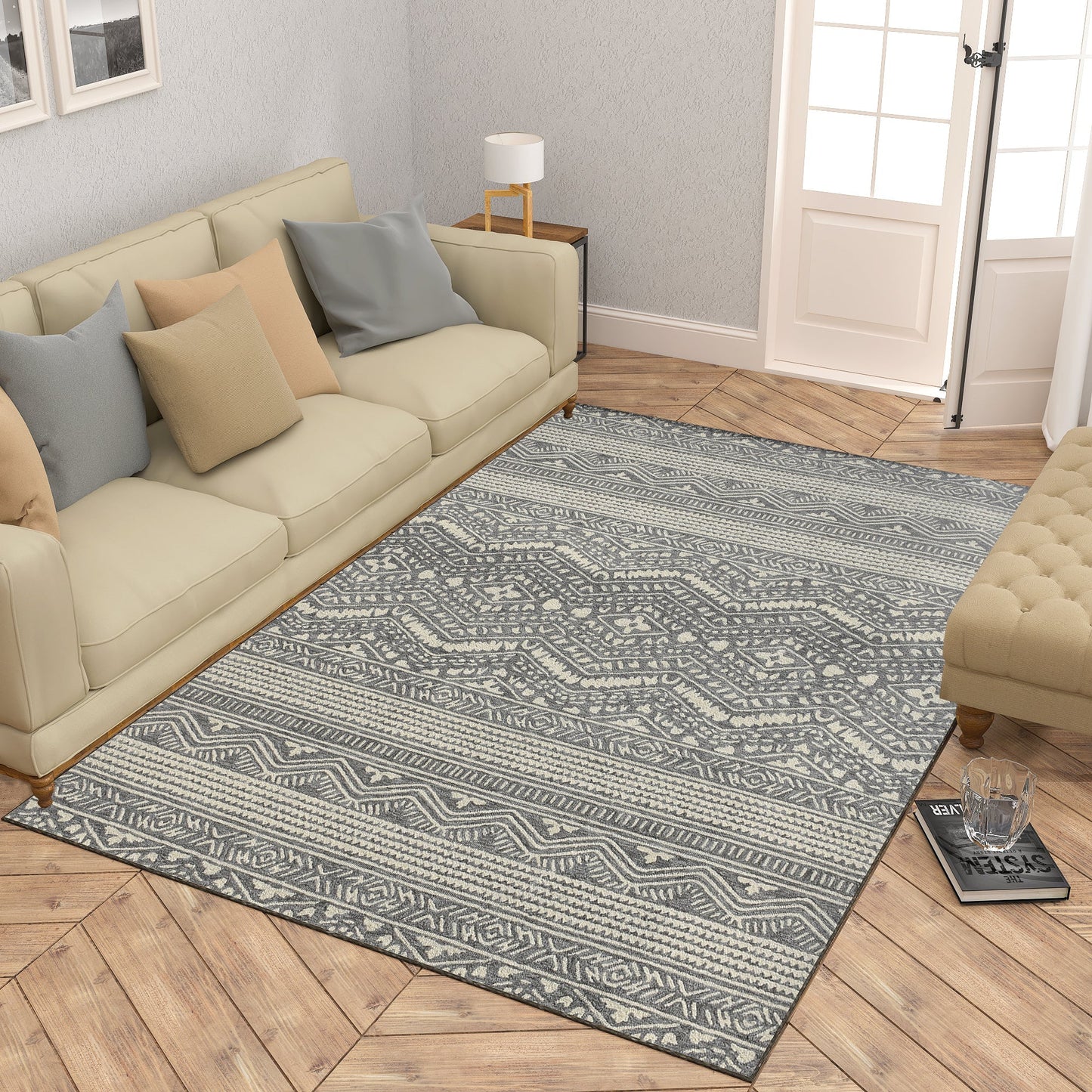 Premium Hand-Tufted Rug Made of 100% Wool - Midnight Mist - 5x8 Feet