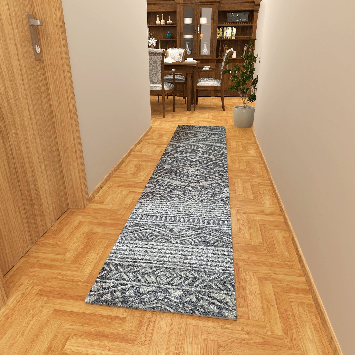 Premium Hand-Tufted Rug Made of 100% Wool - Midnight Mist - 2x6 Feet