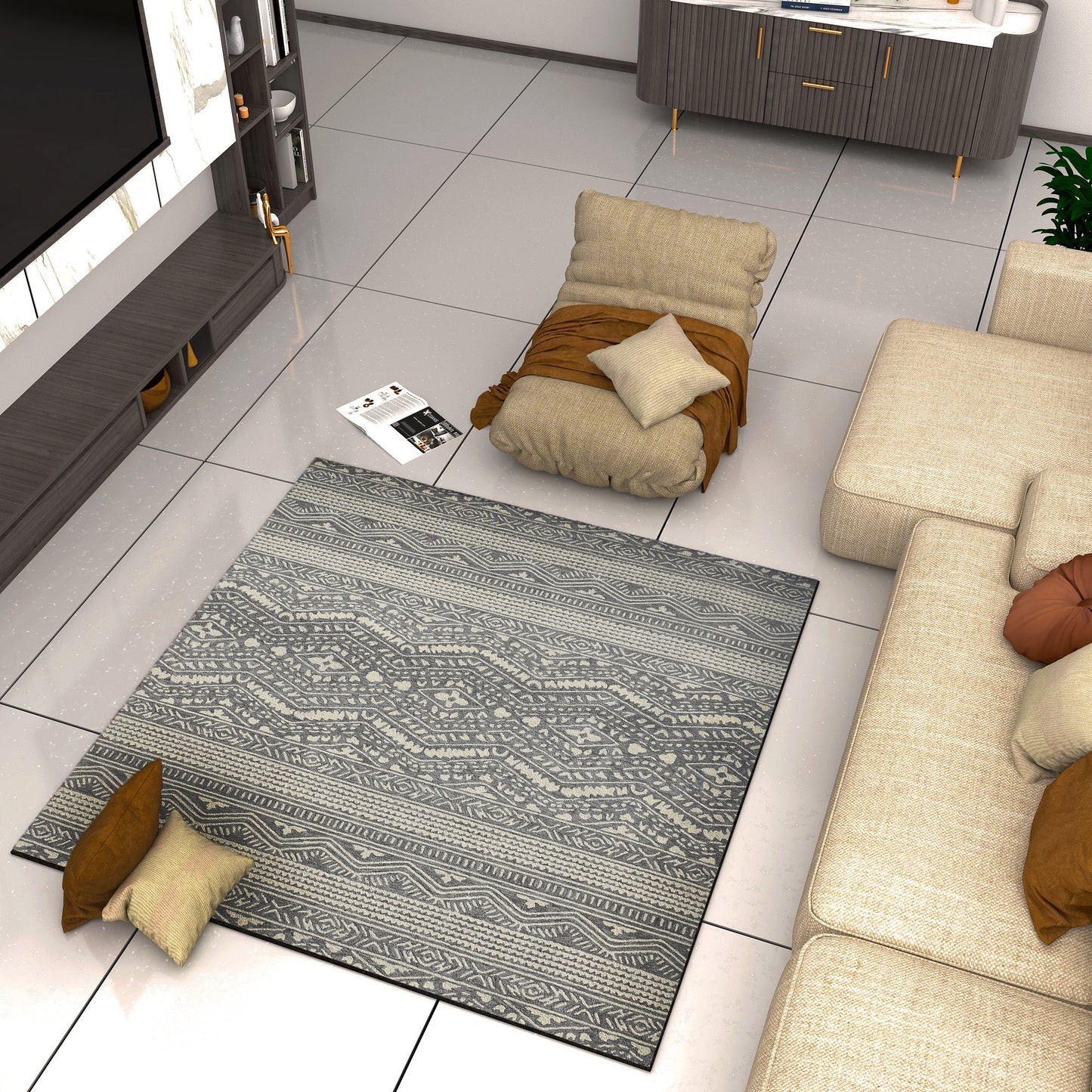 Premium Hand-Tufted Rug Made of 100% Wool - Midnight Mist - 6x9 Feet