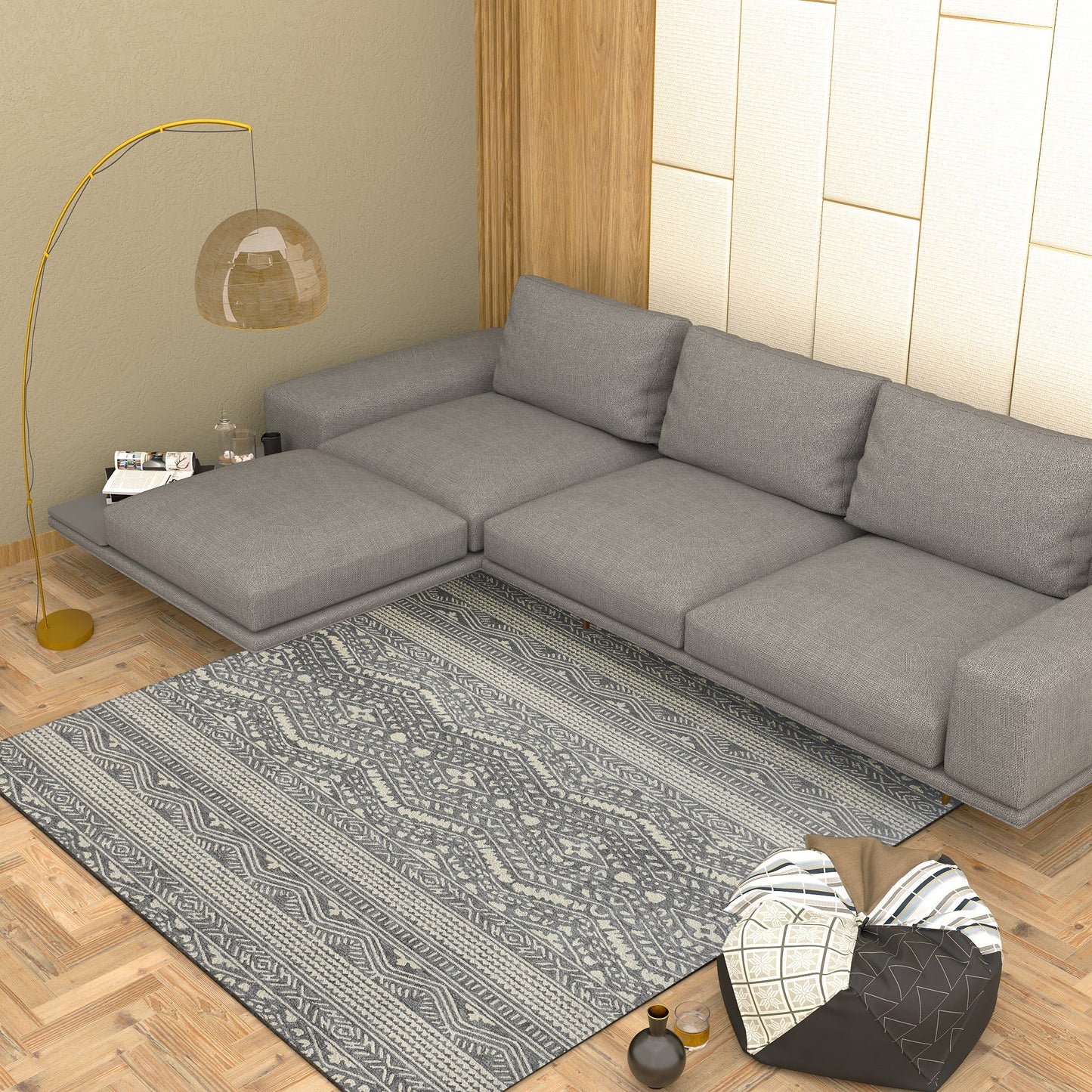 Premium Hand-Tufted Rug Made of 100% Wool - Midnight Mist - 6x9 Feet