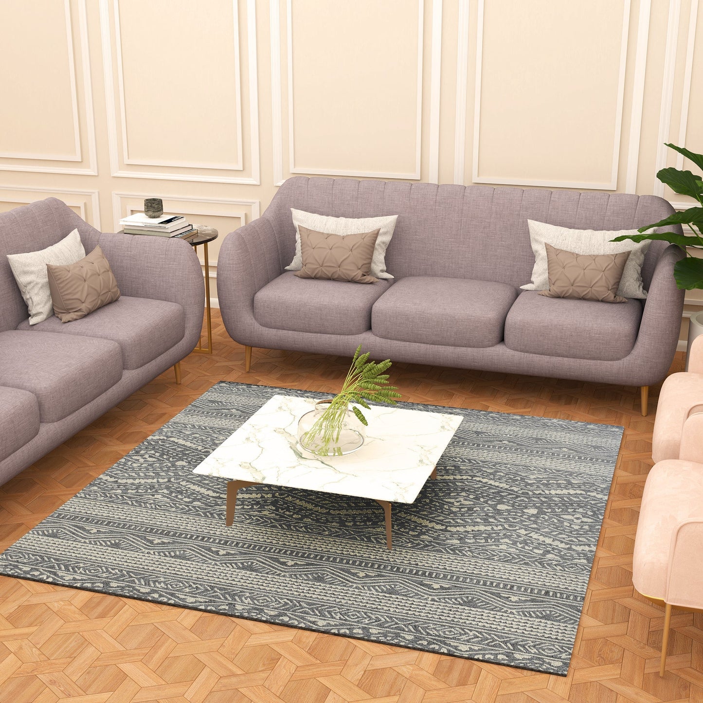 Premium Hand-Tufted Rug Made of 100% Wool - Midnight Mist - 6x9 Feet