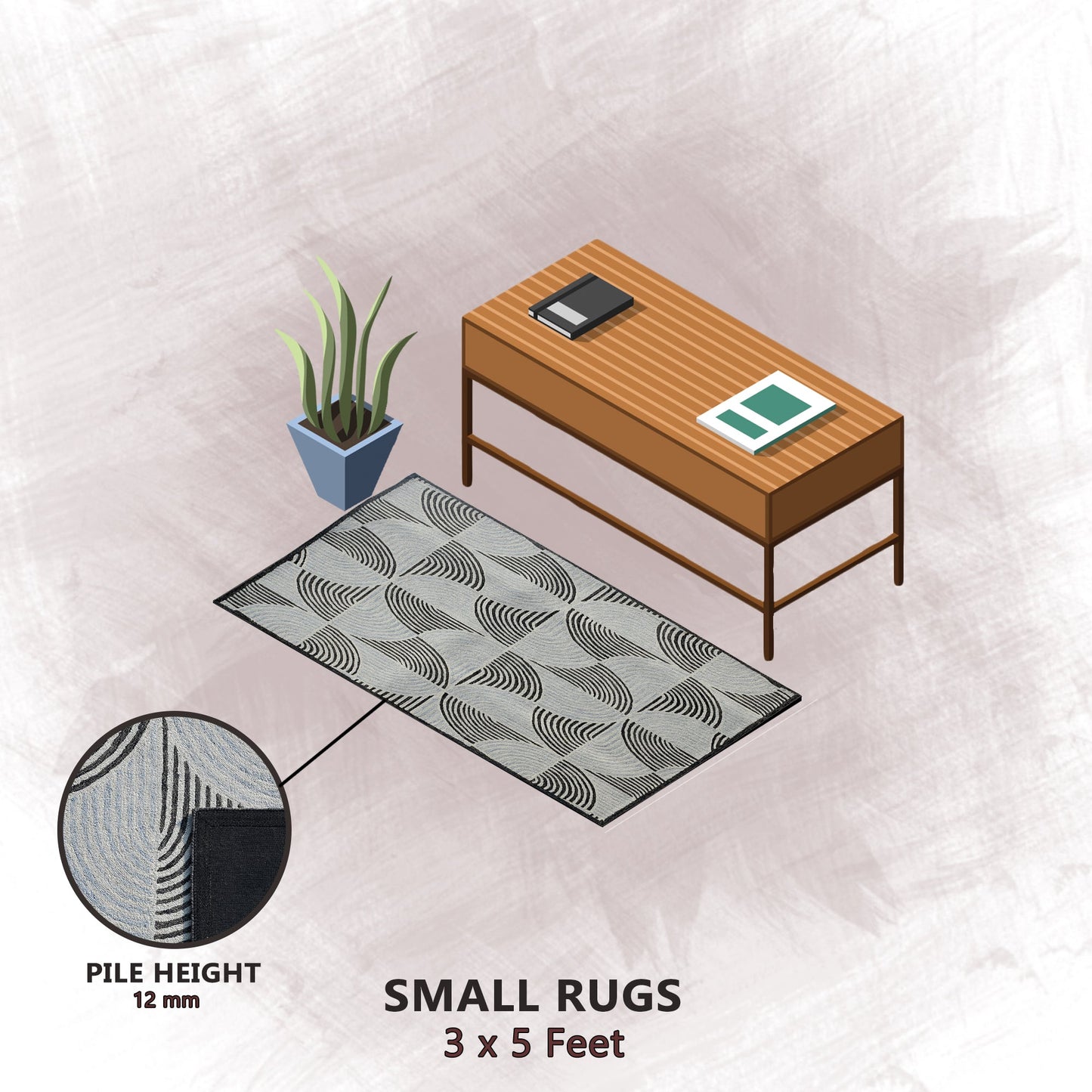 Premium Hand-Tufted Rug Made of 100% Wool - Mono Loops - 3x5 Feet