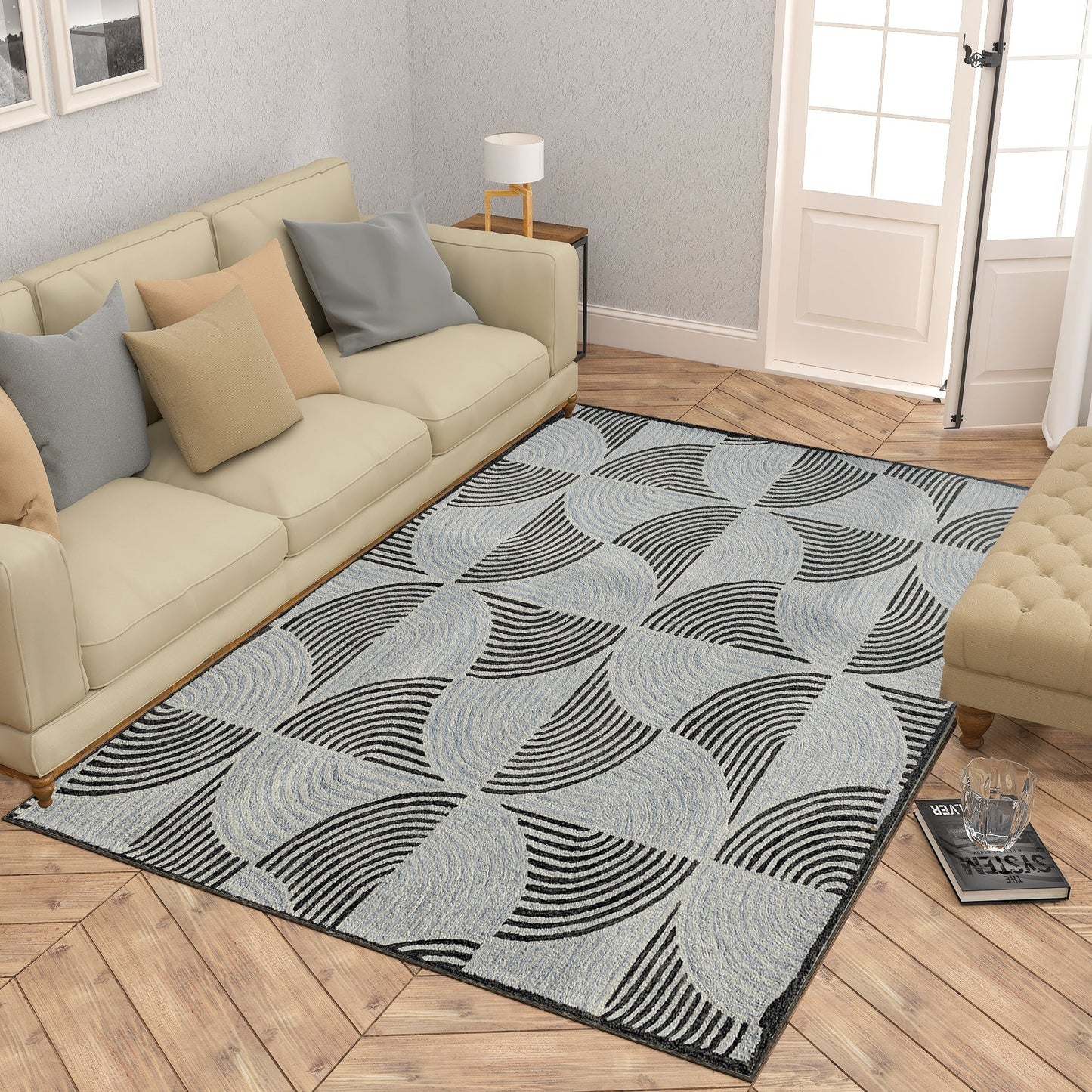 Premium Hand-Tufted Rug Made of 100% Wool - Mono Loops - 6x9 Feet