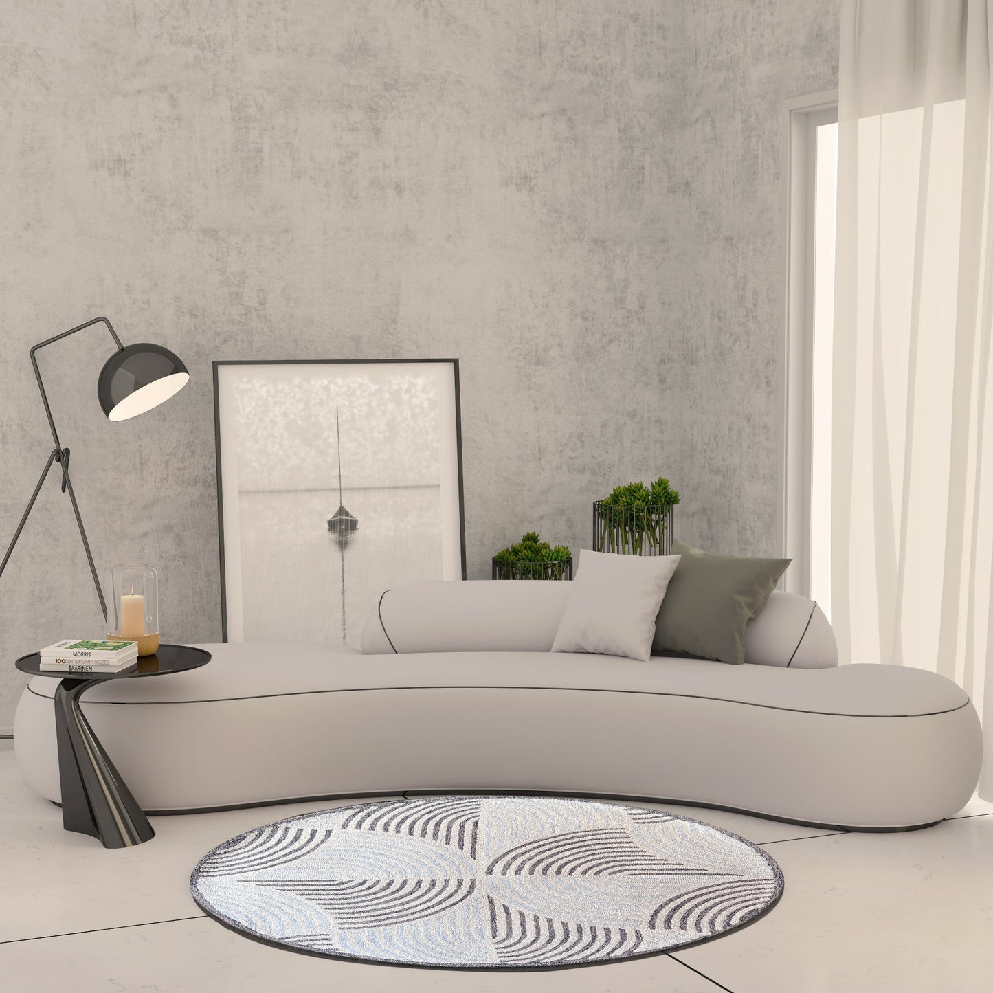 Premium Hand-Tufted Rug Made of 100% Wool - Mono Loops - 5x5 Feet