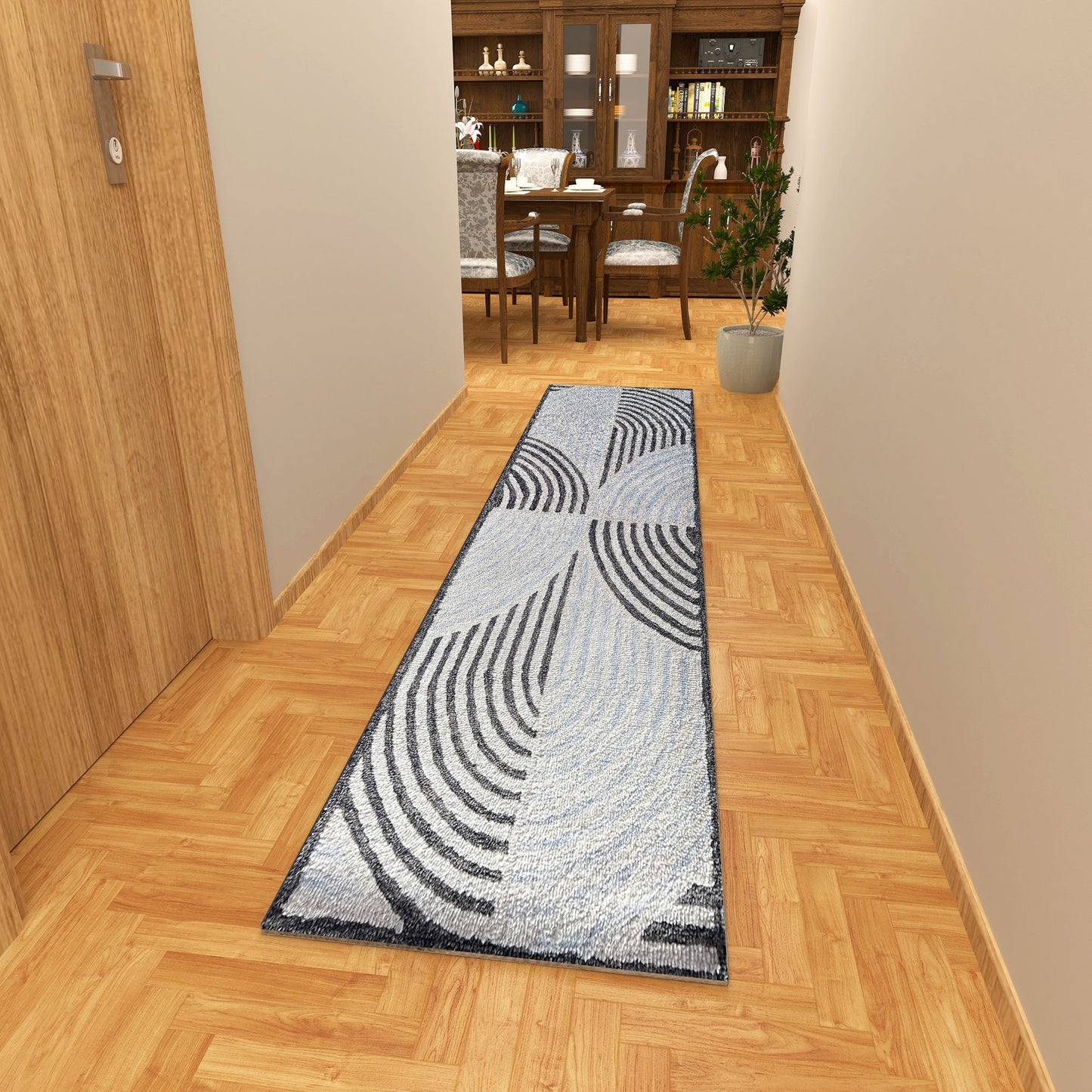 Premium Hand-Tufted Rug Made of 100% Wool - Mono Loops - 2x10 Feet