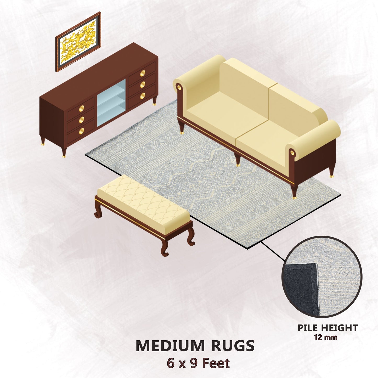 Premium Hand-Tufted Rug Made of 100% Wool - Morning Mist - 6x9 Feet