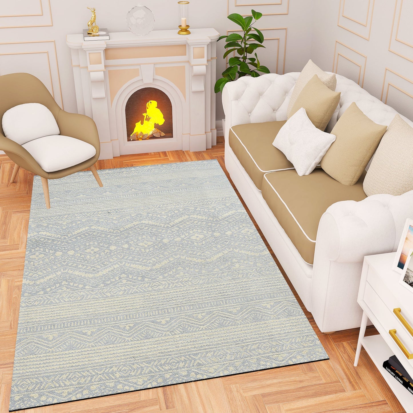 Premium Hand-Tufted Rug Made of 100% Wool - Morning Mist - 4x6 Feet