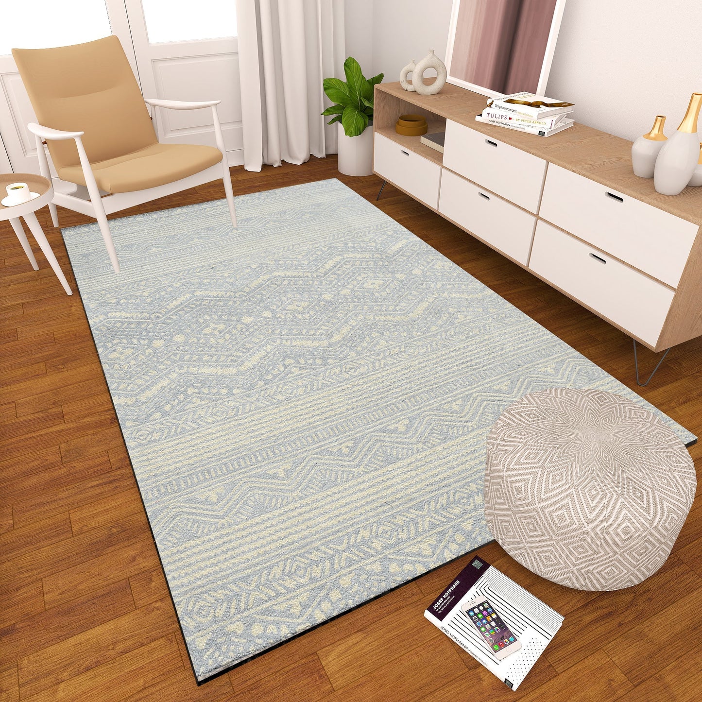 Premium Hand-Tufted Rug Made of 100% Wool - Morning Mist - 4x6 Feet