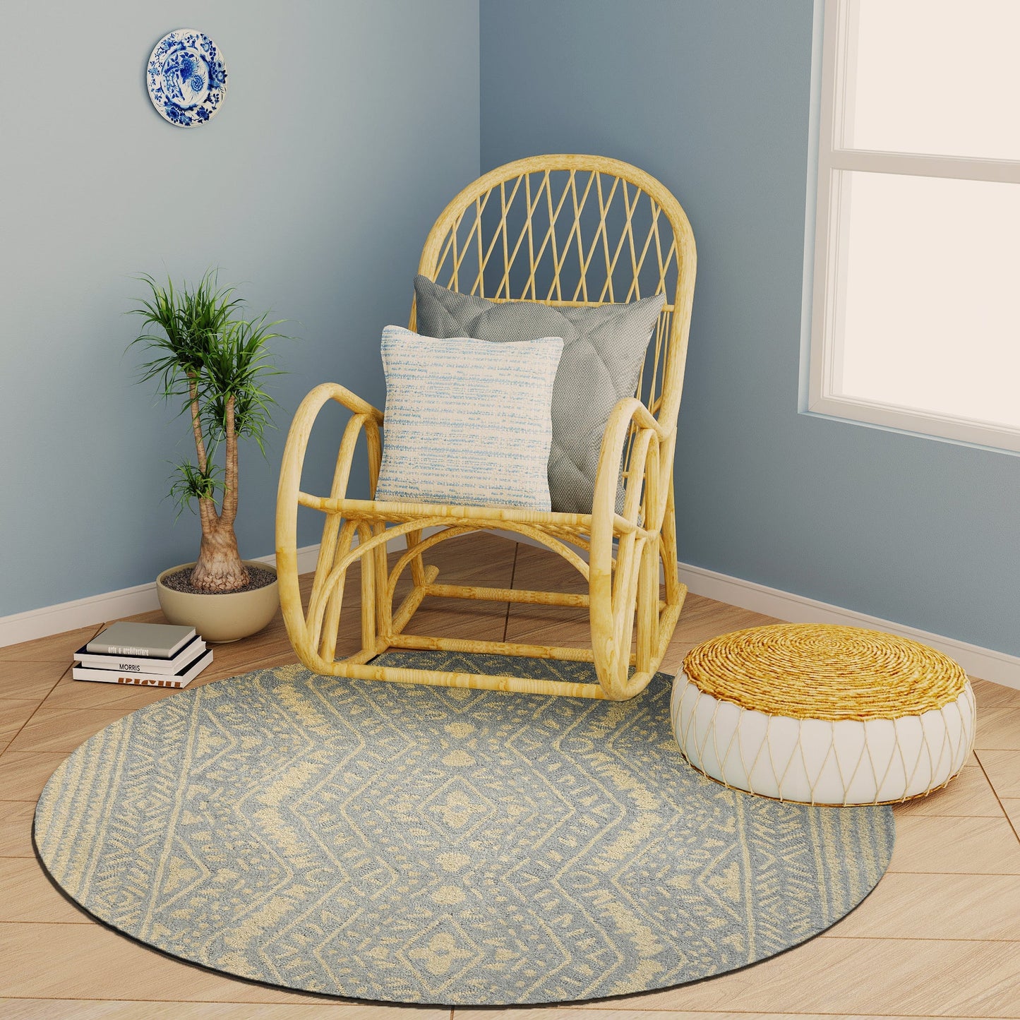 Premium Hand-Tufted Rug Made of 100% Wool - Morning Mist - 5x5 Feet