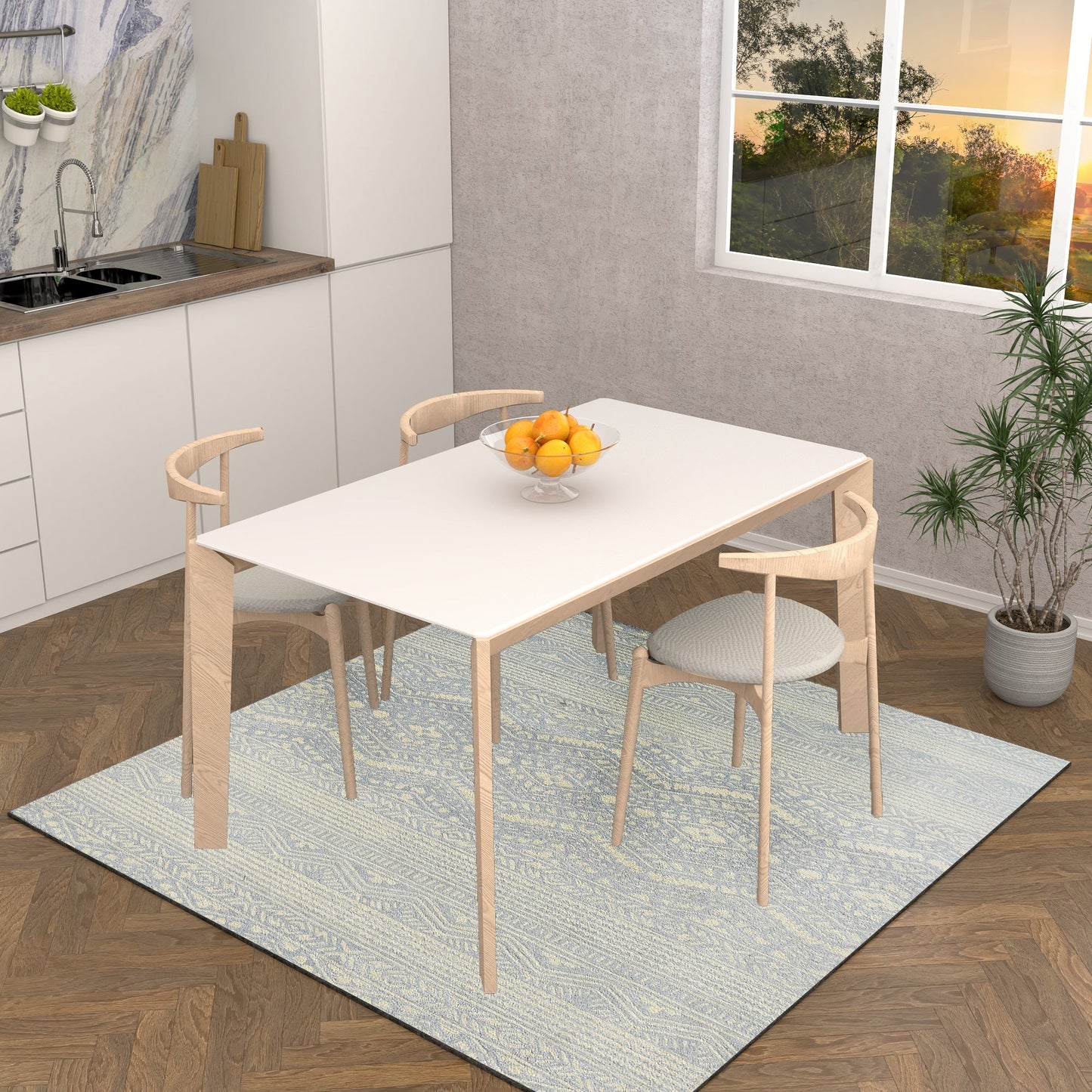 Premium Hand-Tufted Rug Made of 100% Wool - Morning Mist - 6x6 Feet