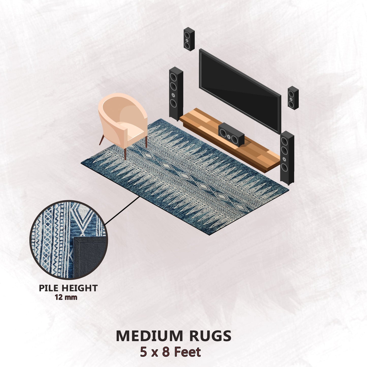 Premium Hand-Tufted Rug Made of 100% Wool - Native Path - 5x8 Feet