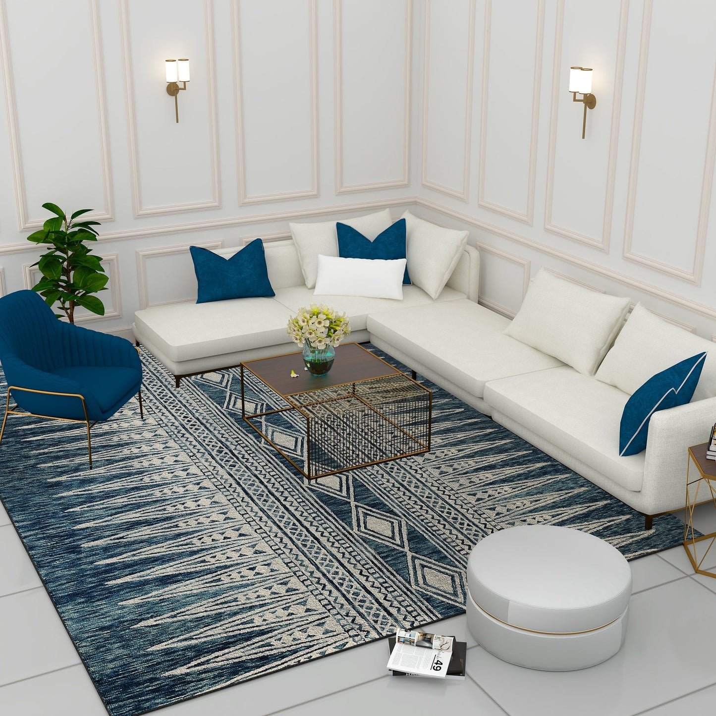 Premium Hand-Tufted Rug Made of 100% Wool - Native Path - 9x12 Feet