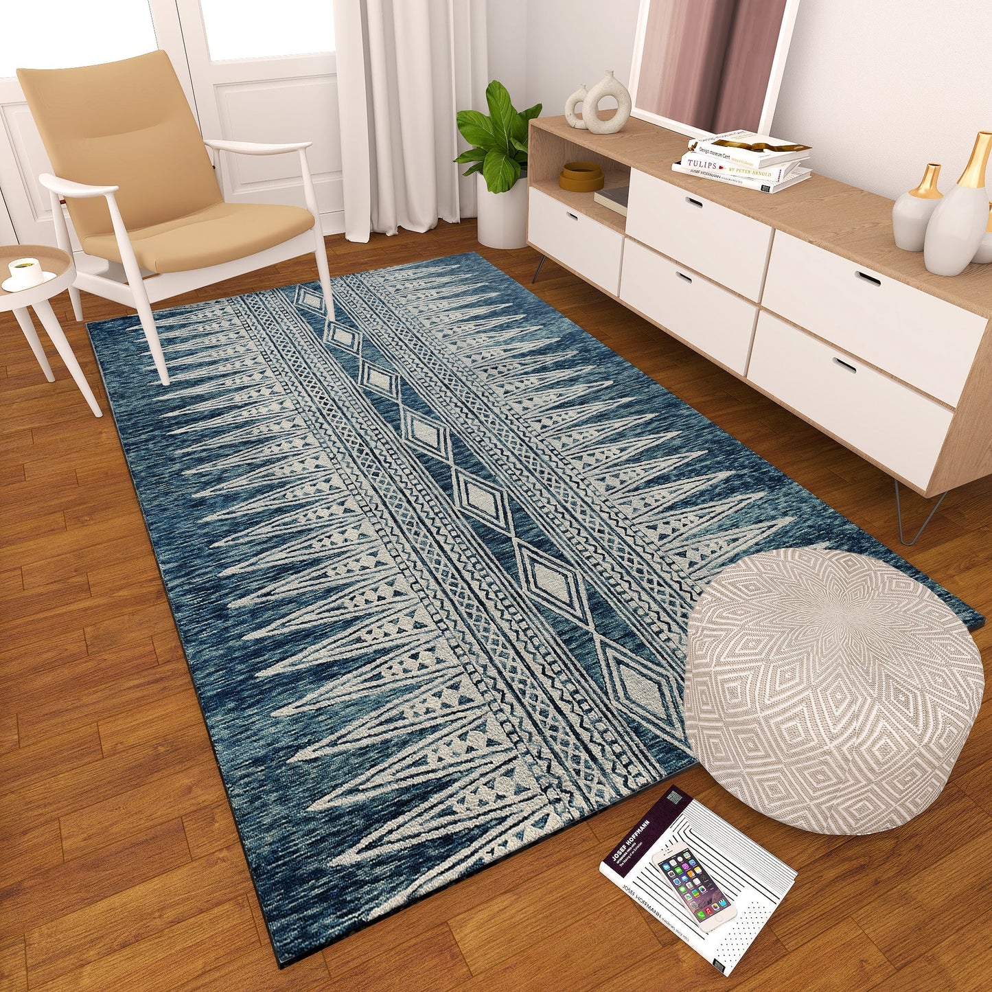 Premium Hand-Tufted Rug Made of 100% Wool - Native Path - 5x8 Feet