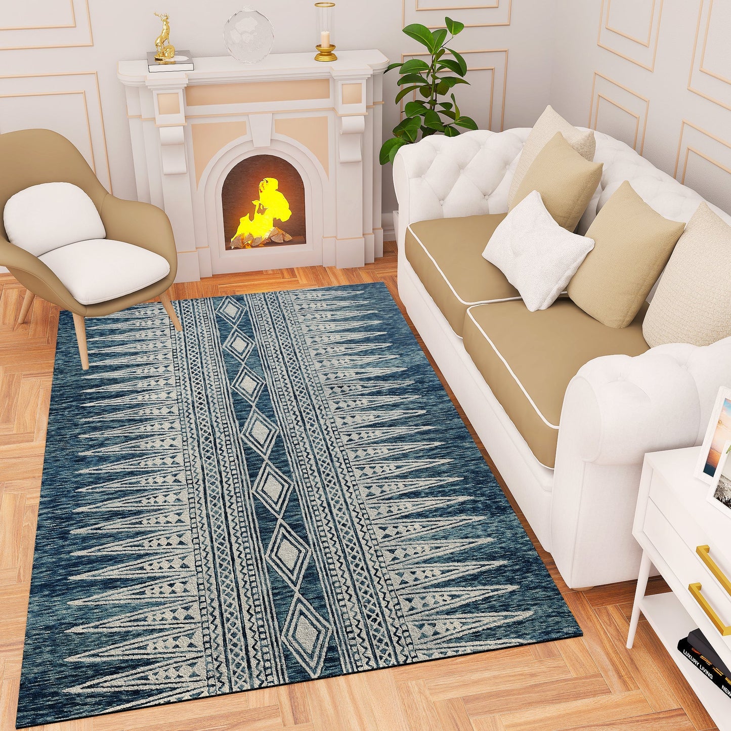 Premium Hand-Tufted Rug Made of 100% Wool - Native Path - 5x8 Feet