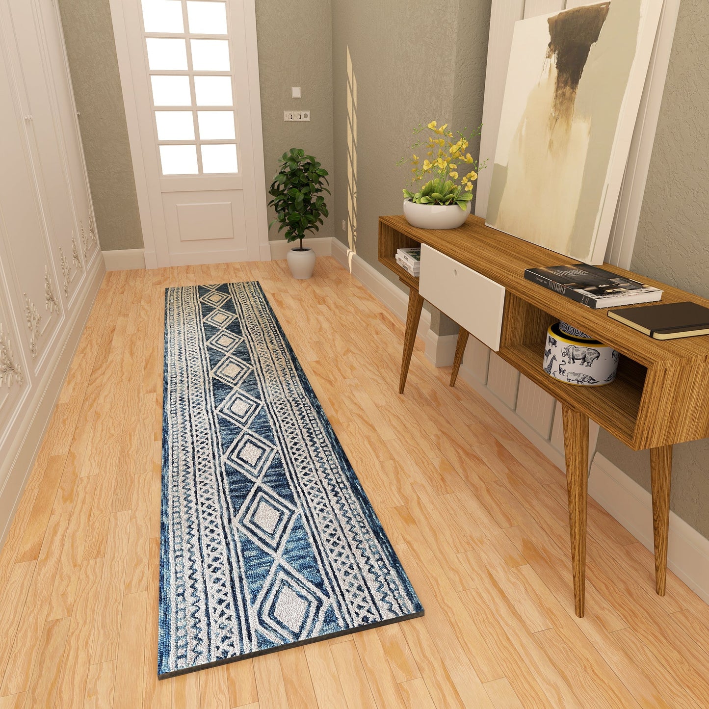 Premium Hand-Tufted Rug Made of 100% Wool - Native Path - 2x6 Feet