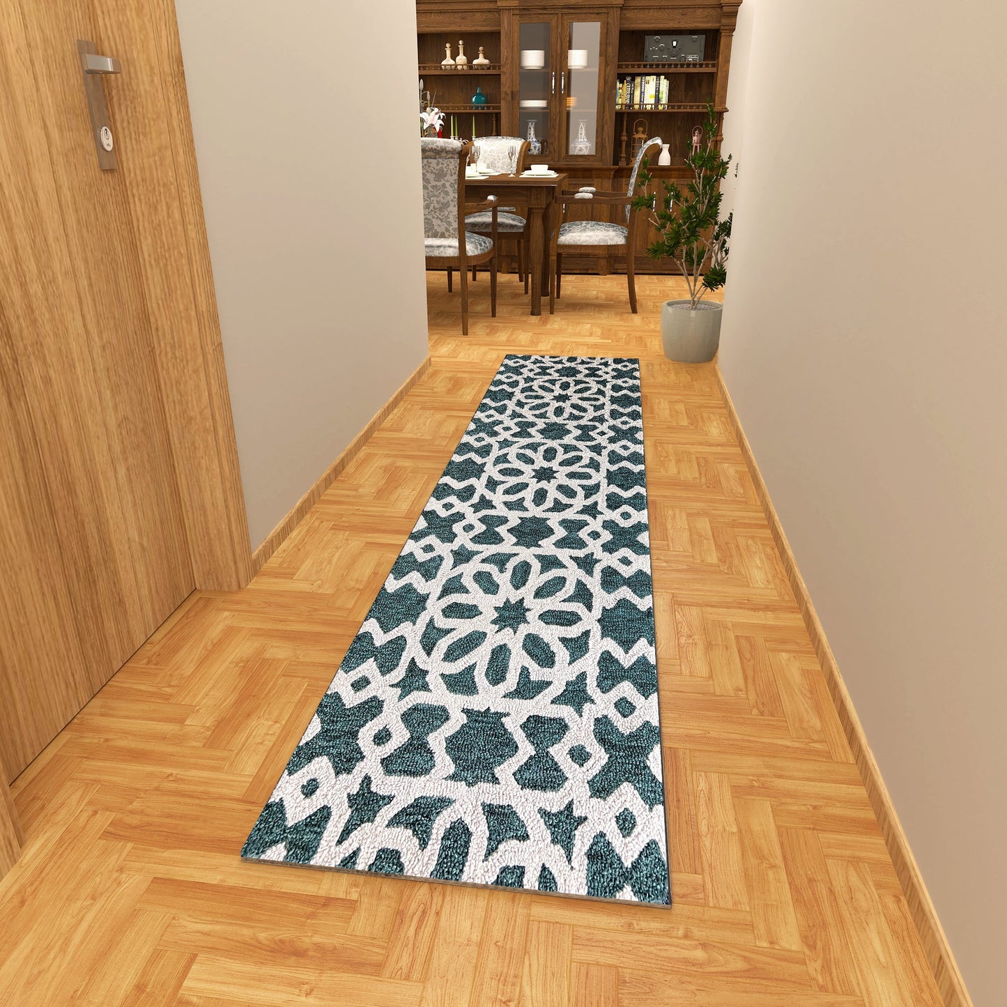 Premium Hand-Tufted Rug Made of 100% Wool - Noir Grid - 2x10 Feet